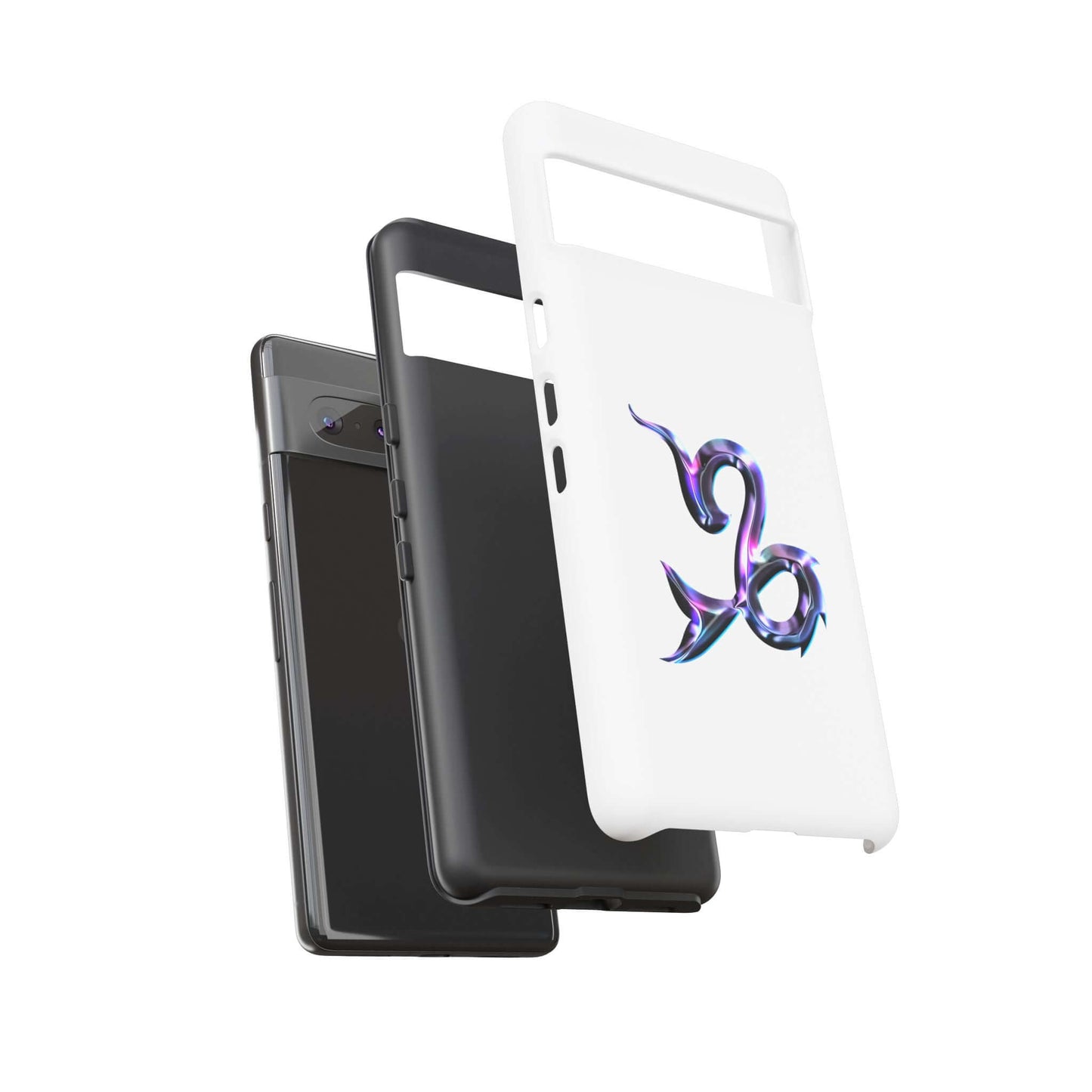 Stylish personalized zodiac phone case in white and black, featuring vibrant zodiac design for cosmic flair.