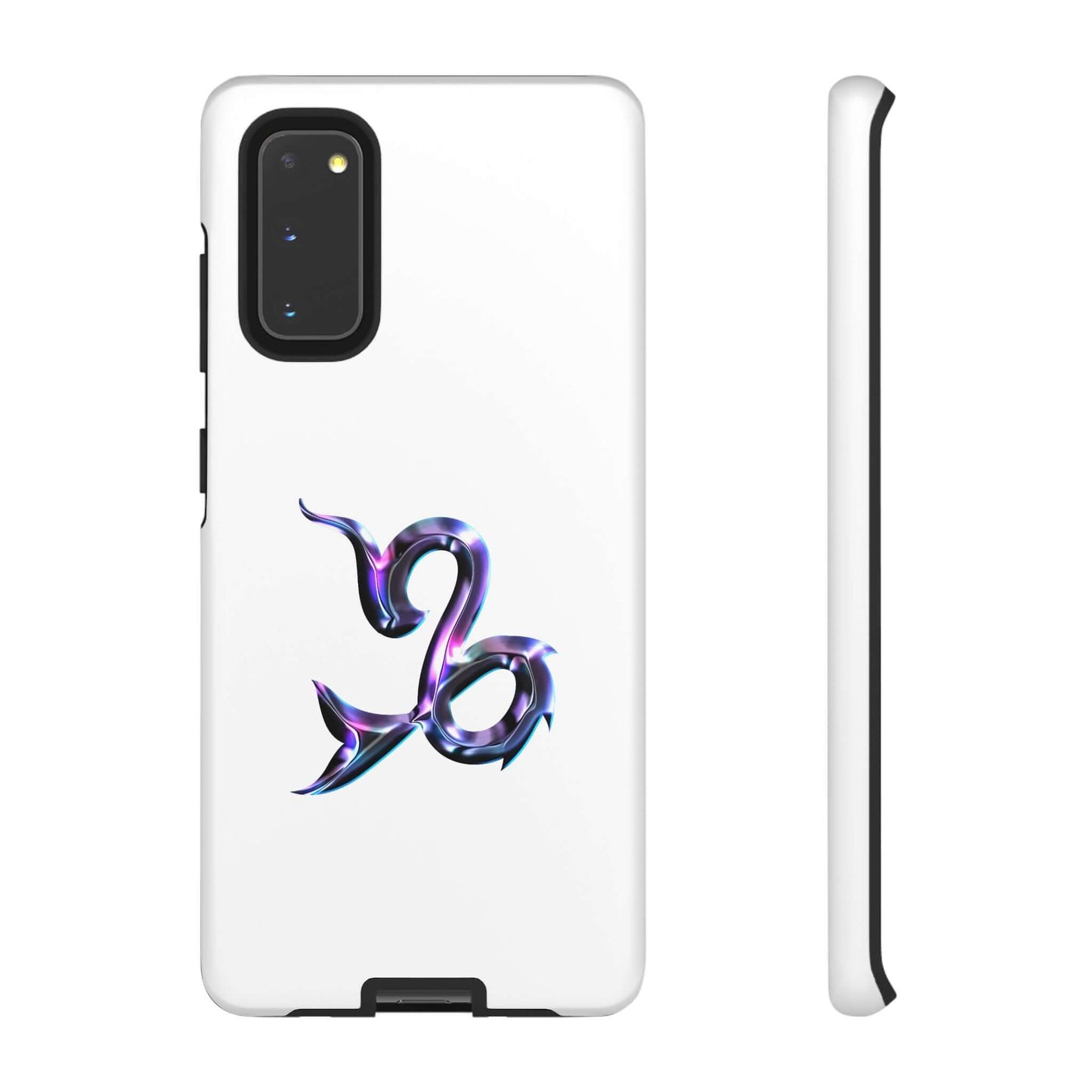 Personalized Zodiac phone case featuring a colorful Capricorn design on a white background.