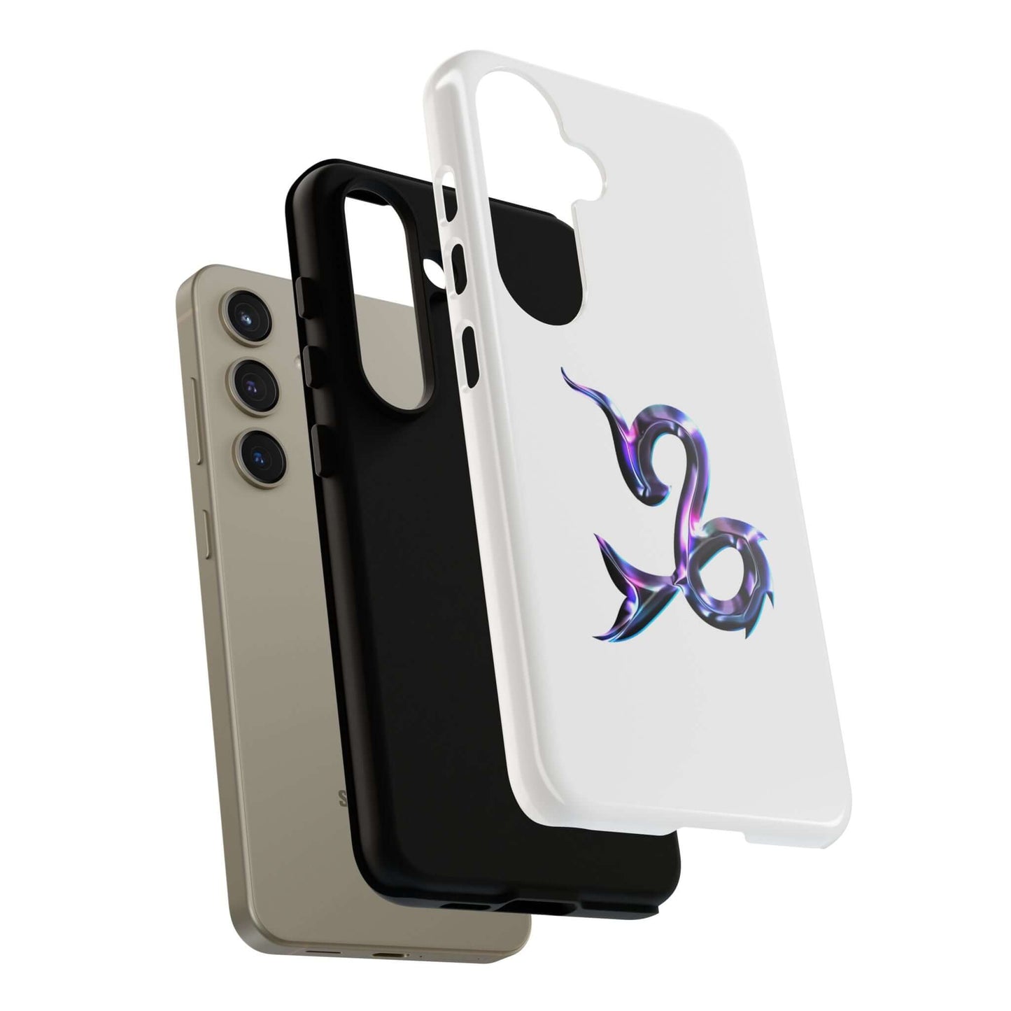 Personalized Zodiac phone cases in white, black, and gold with colorful astrology designs for stylish protection.
