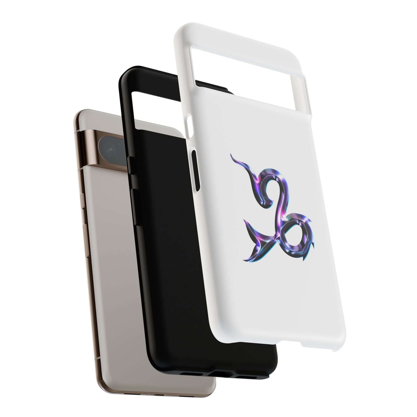 Personalized Zodiac phone cases in black and white featuring a vibrant Capricorn design.