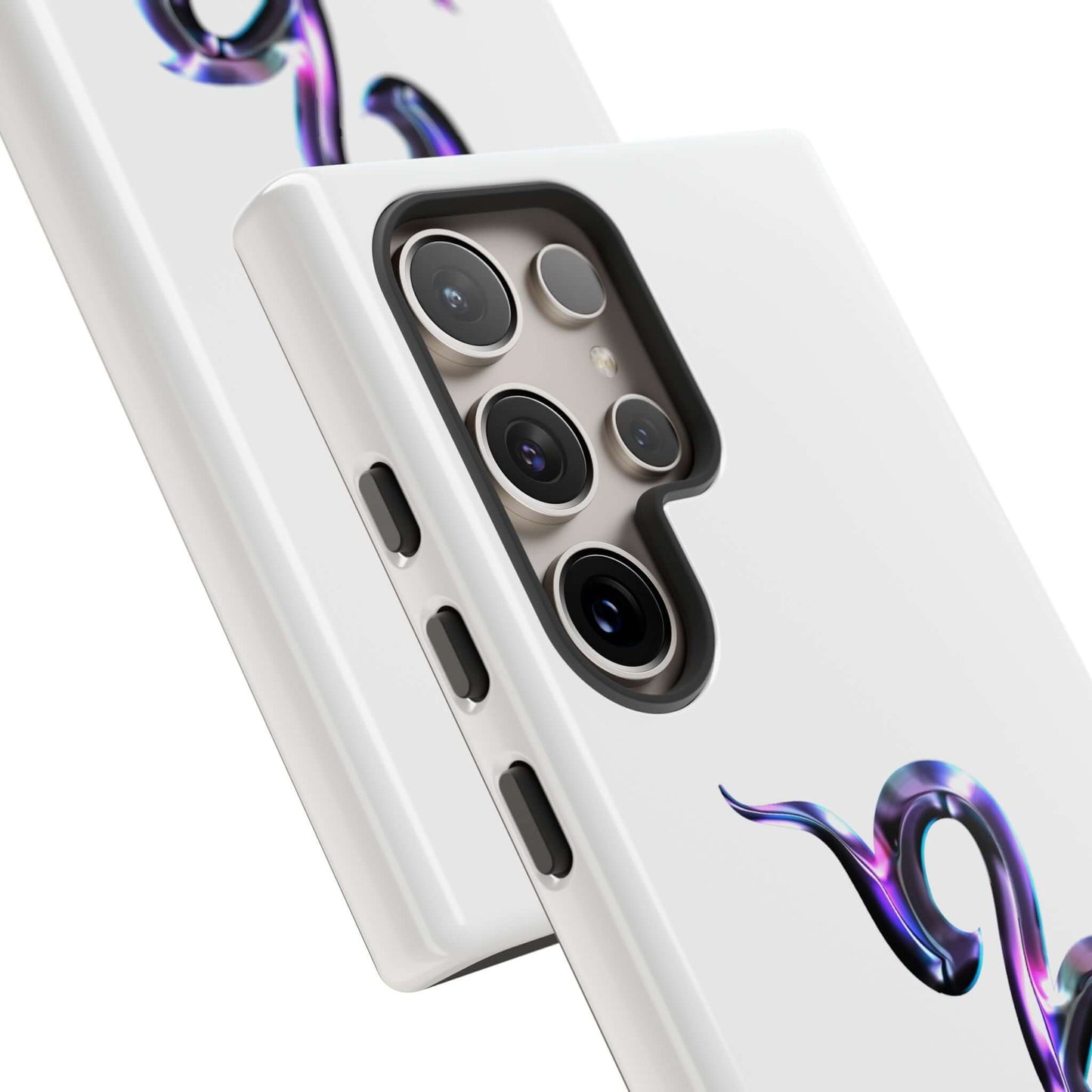 Vibrant personalized Zodiac phone case featuring a cosmic design in purple and blue tones.