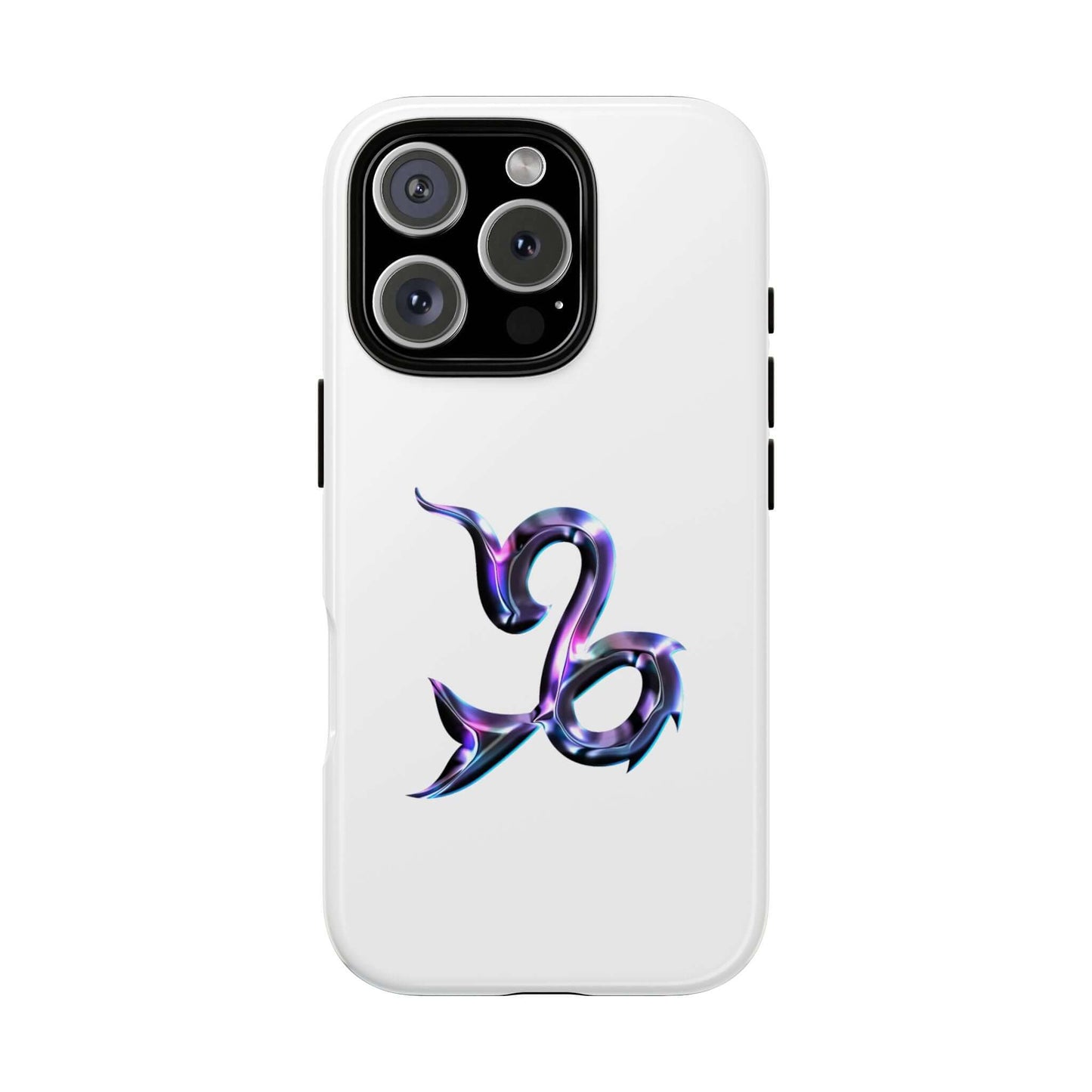 Stylish Zodiac phone case featuring a vibrant Capricorn design on a sleek white background.
