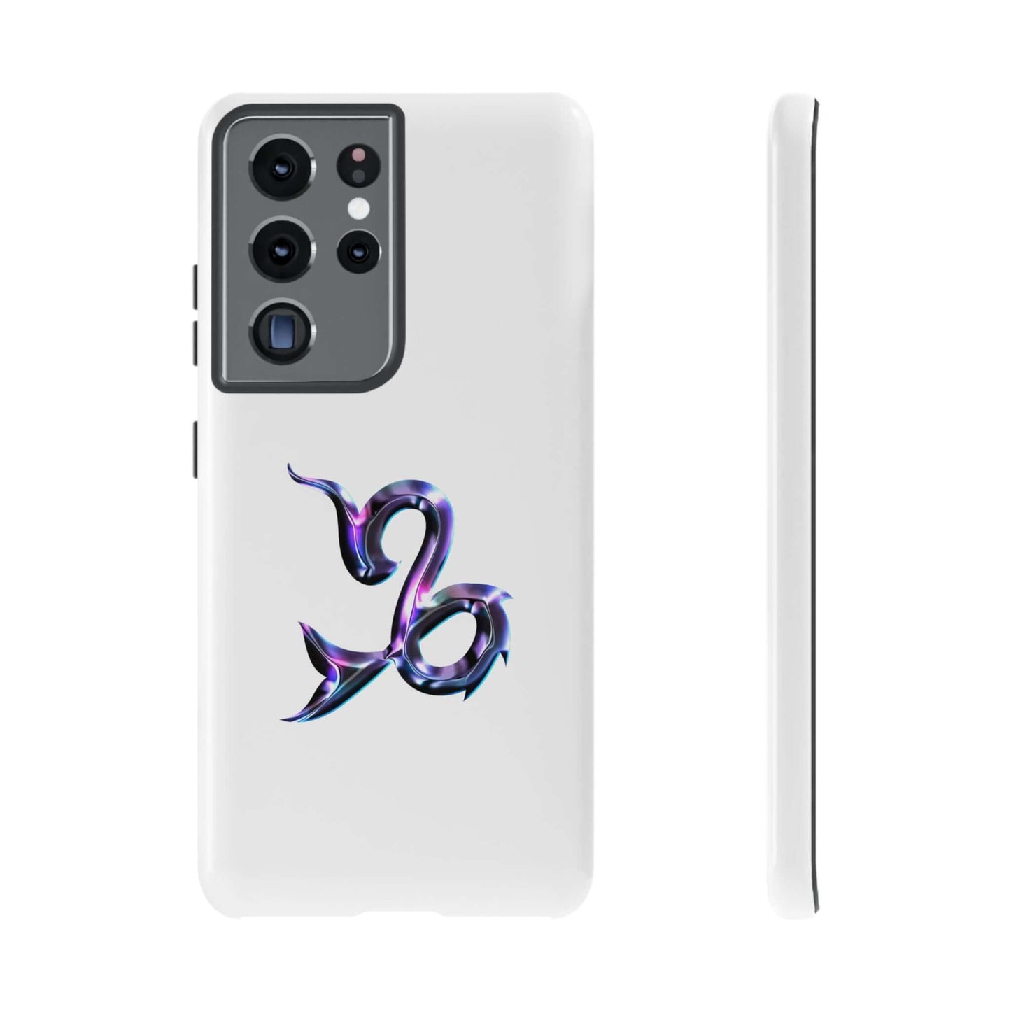 Stylish personalized Zodiac phone case featuring vibrant Capricorn design on a white background.