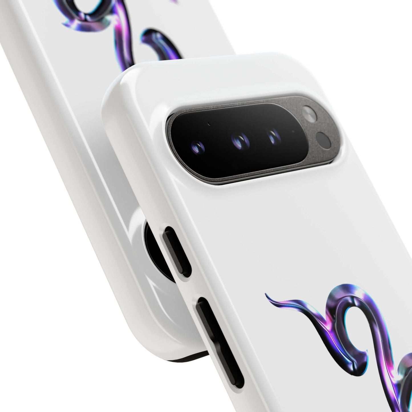 Stylish white Zodiac phone case featuring vibrant multi-color astrological design for personalized flair.