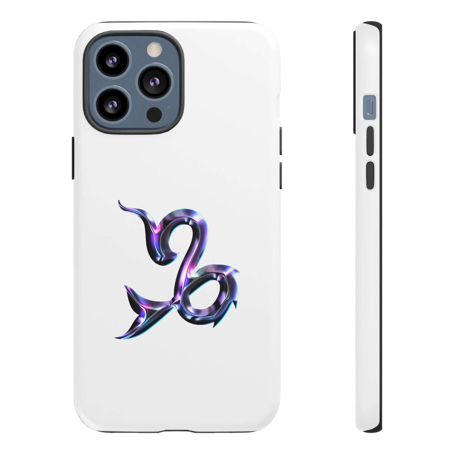 Personalized Zodiac phone case featuring a vibrant Capricorn symbol on a white background, perfect for astrology lovers.