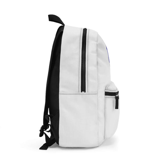 Personalized stylish backpack in white, featuring durable design and practical pockets for everyday use.