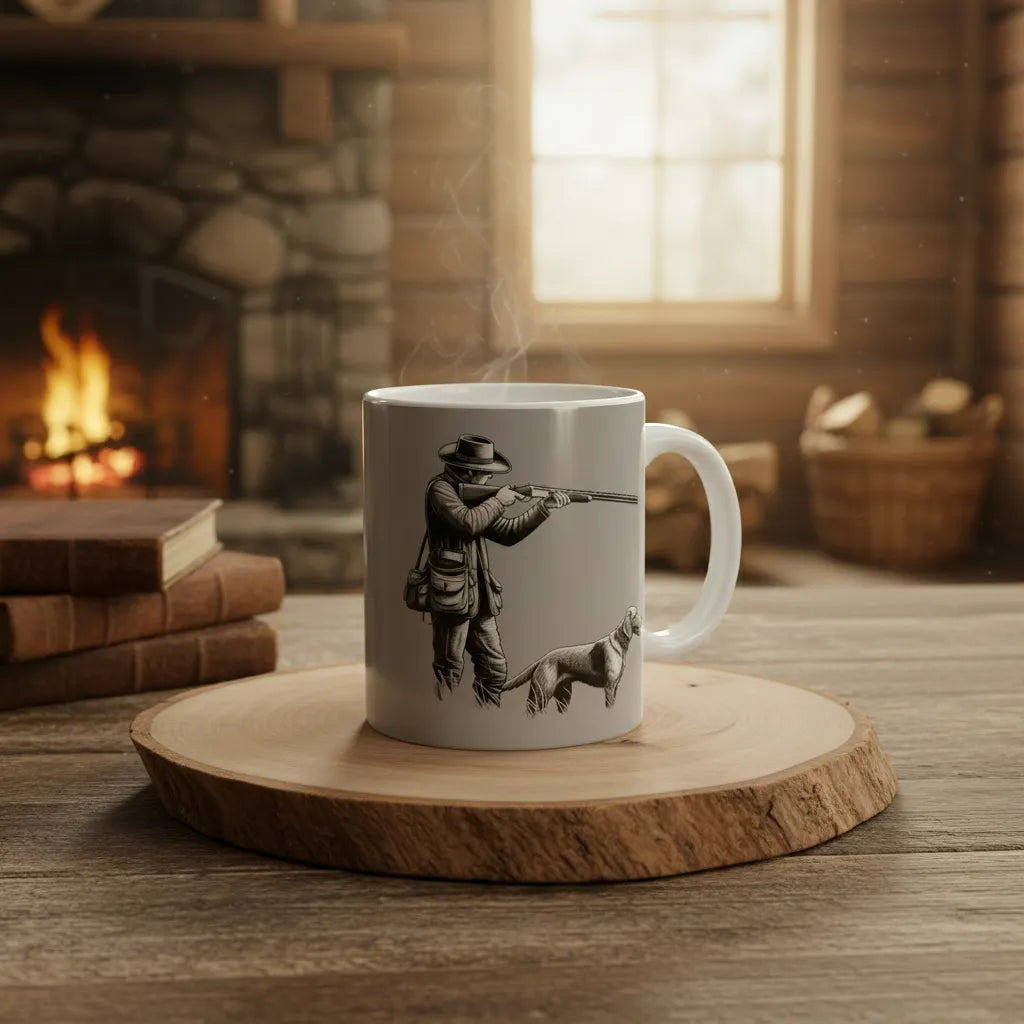 Gray Hunting Mug for Outdoorsmen – Personalized Ceramic Gift