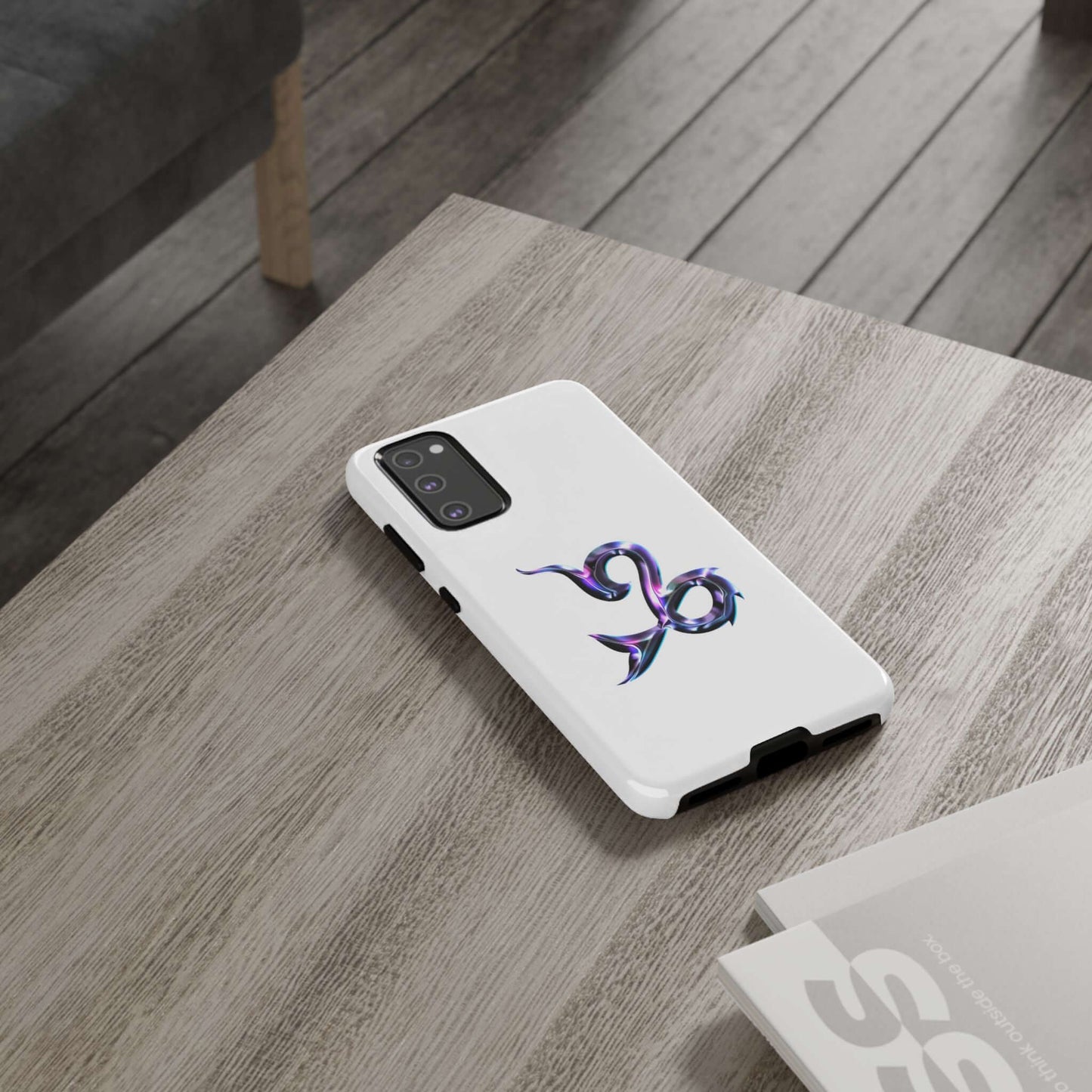 Personalized Zodiac phone case featuring a vibrant Capricorn design on a white background, stylish and protective.
