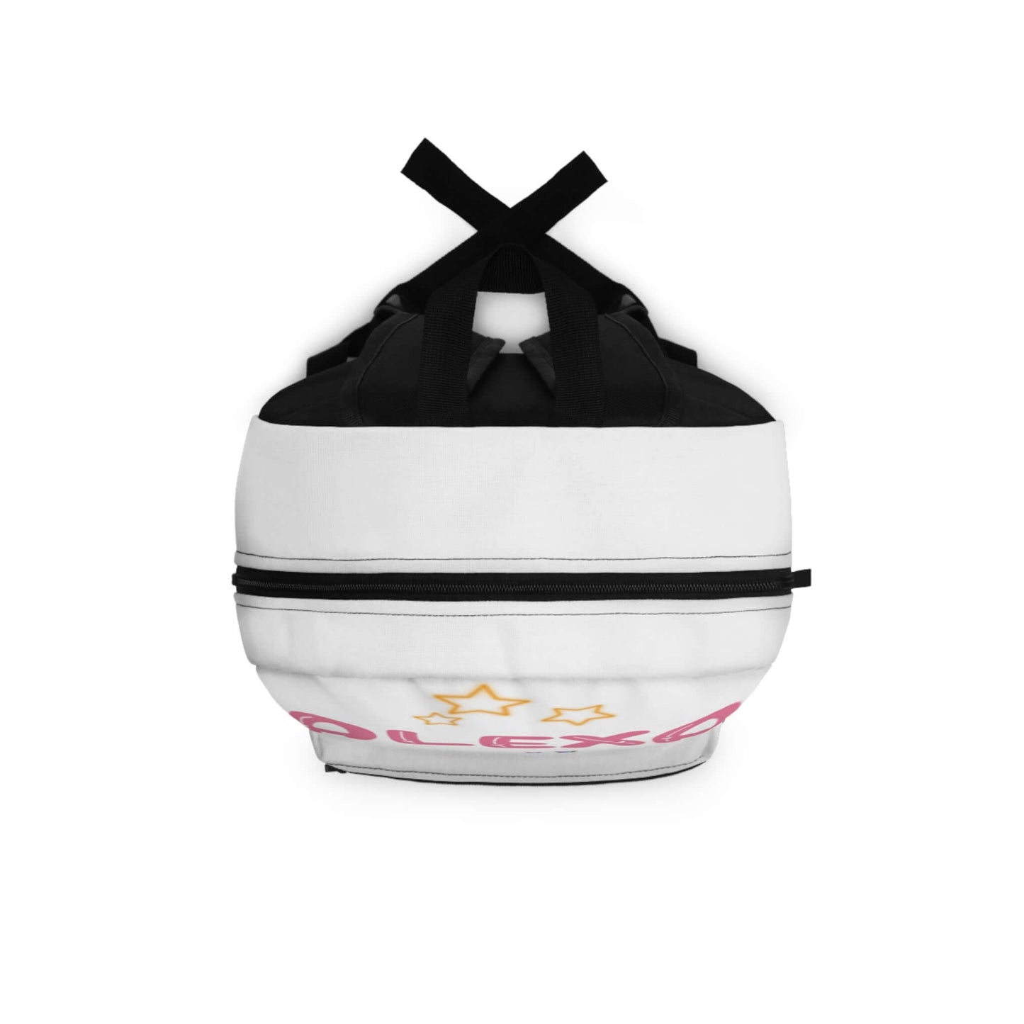 Personalized kids unicorn backpack in white with pink accents, perfect for preschool and elementary school.