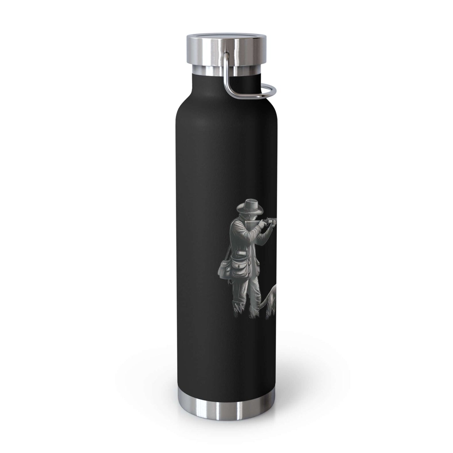 Personalized copper vacuum insulated bottle featuring a hunter graphic, perfect for outdoor adventures.