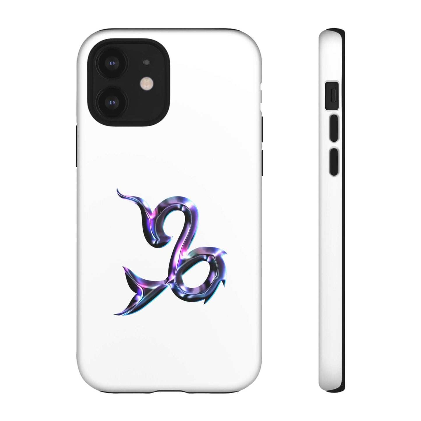 Personalized Zodiac phone case featuring a vibrant Capricorn design with a sleek white background.