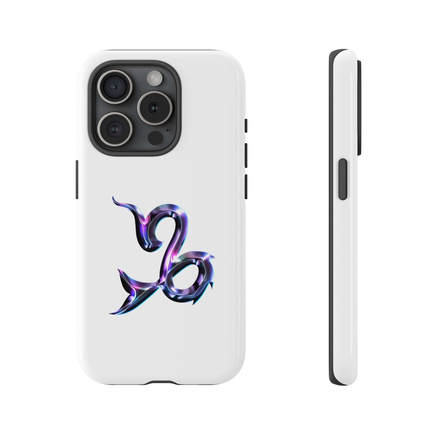 Personalized Capricorn Zodiac phone case featuring a vibrant multi-color design on a sleek white background.
