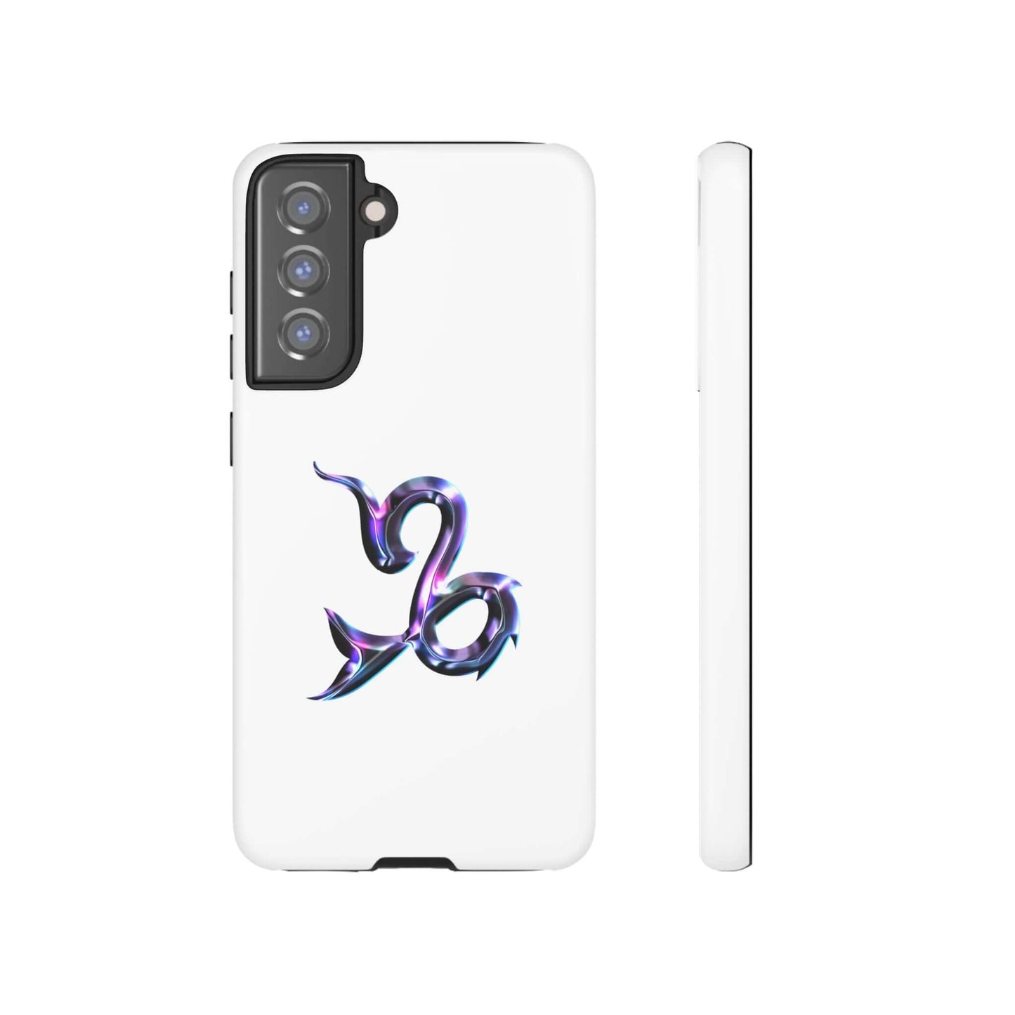 Personalized Zodiac phone case featuring a vibrant Capricorn design on a white background.