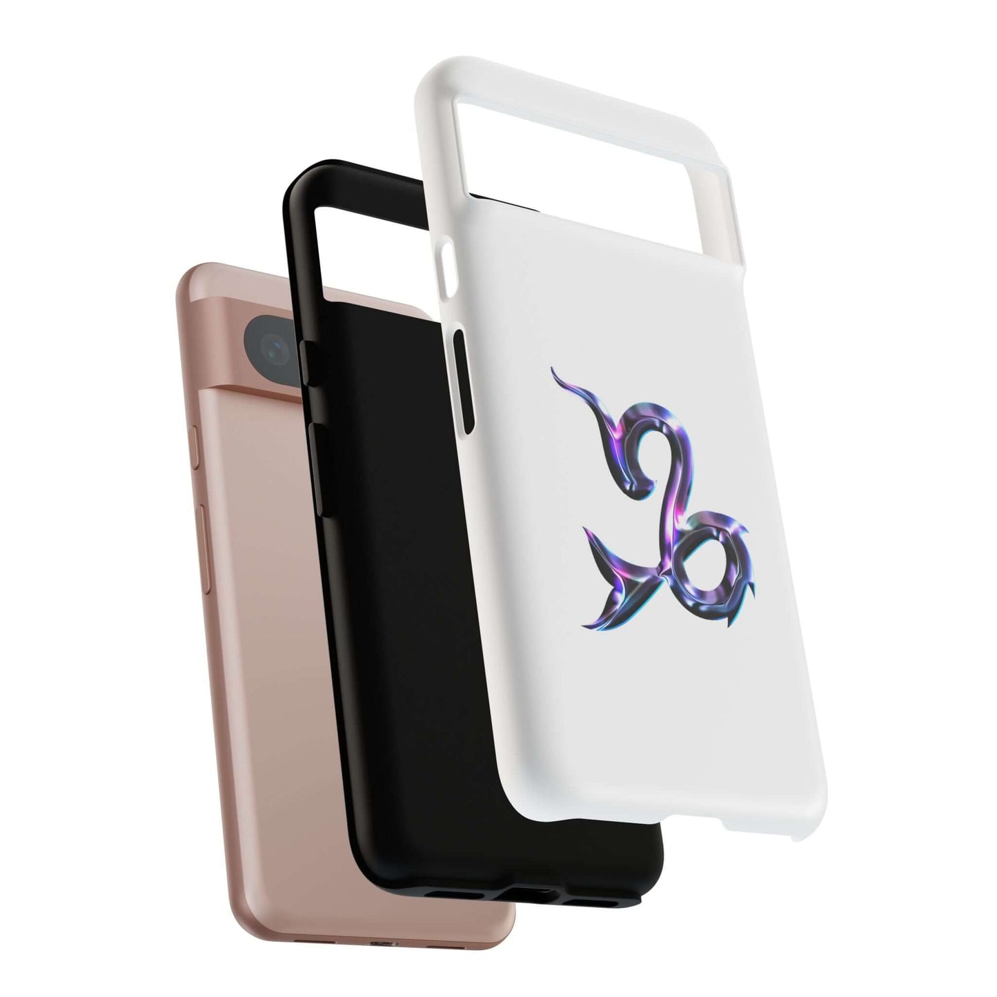 Stylish personalized zodiac phone cases in white and black, showcasing unique astrological designs.