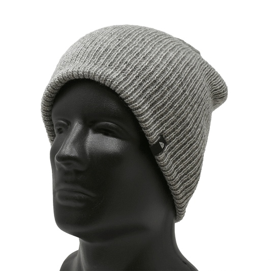 Adult Soft Wool Slouchy Beanie – Relaxed Fit Winter Hat on a mannequin head in a soft grey color.