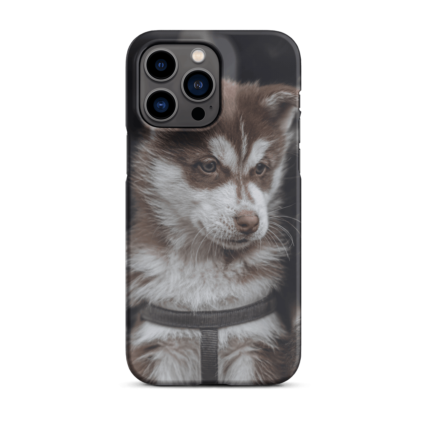 Custom iPhone case featuring an adorable brown puppy, perfect for pet lovers and personalized style.