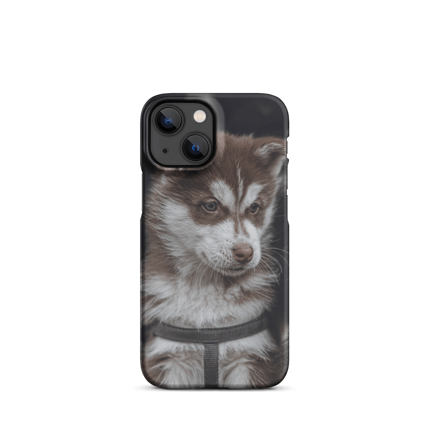 Custom iPhone case featuring a cute puppy design, perfect for pet lovers and minimalist style.