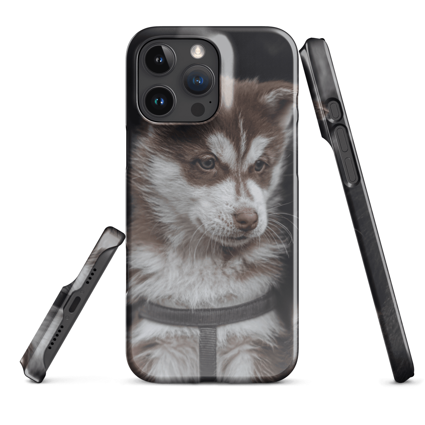 Custom iPhone case featuring a cute brown and white puppy, perfect for pet lovers looking to personalize their phone.