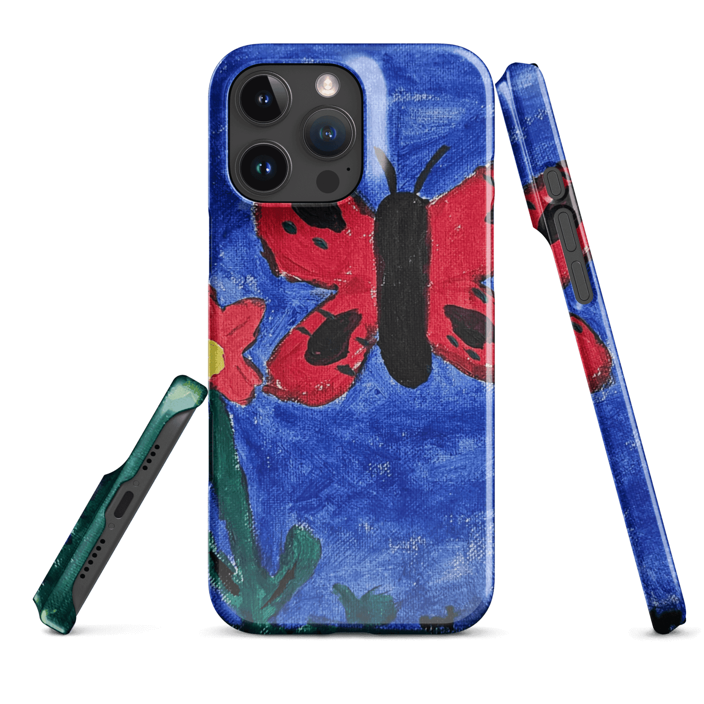 Custom iPhone case featuring colorful butterfly artwork for a unique and personalized touch.