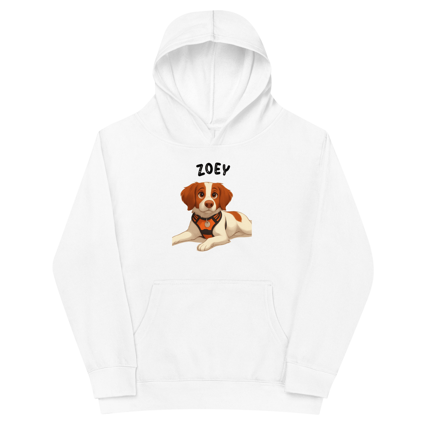 Custom Pet Hoodie for Kids – Magical Cartoon Personalized Gift featuring an illustration of a dog named Zoey.