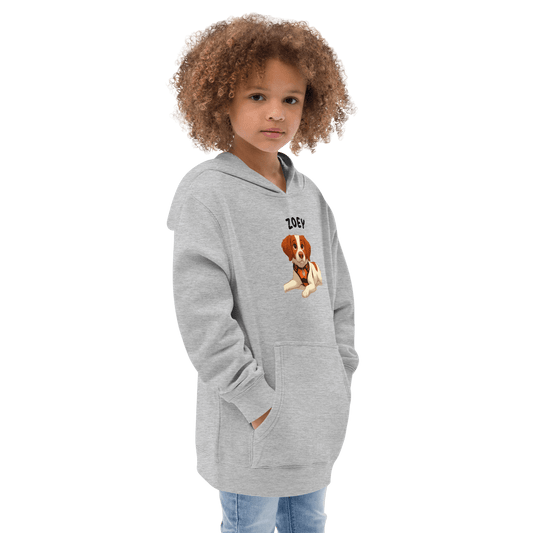 Child wearing a Custom Pet Hoodie for Kids – Magical Cartoon Personalized Gift featuring a cartoon dog illustration.