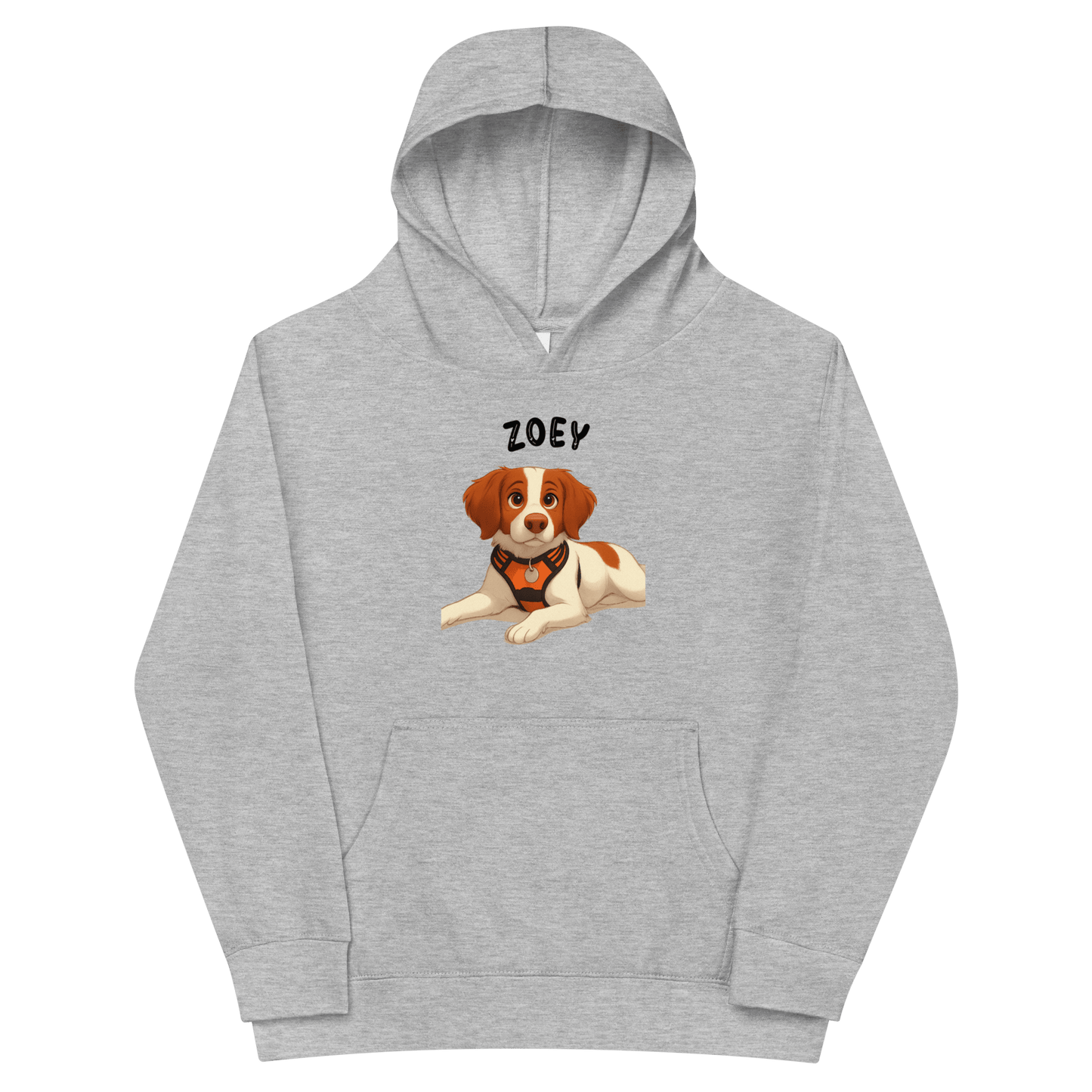 Custom Pet Hoodie for Kids – Magical Cartoon Personalized Gift featuring a cute dog illustration named Zoey.