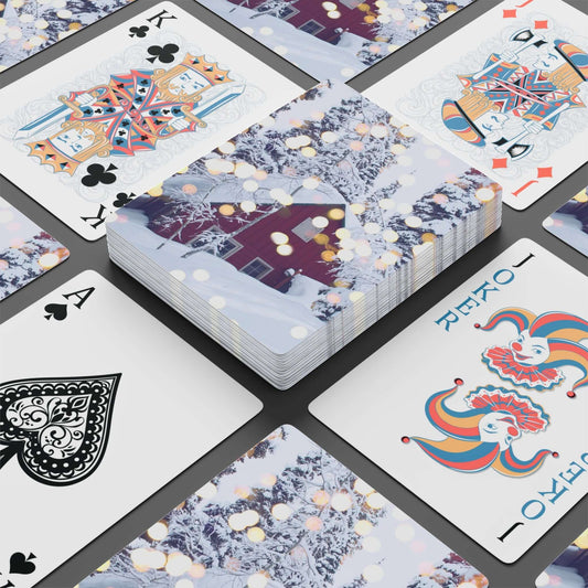 Custom Playing Cards – Upload, Cartoonize, Celebrate with festive winter designs and colorful faces on each card.