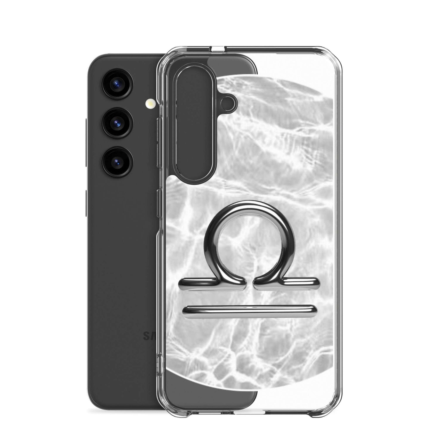 Zodiac Libra Samsung phone case with ripple marble design, showcasing elegance and harmony for stylish protection.