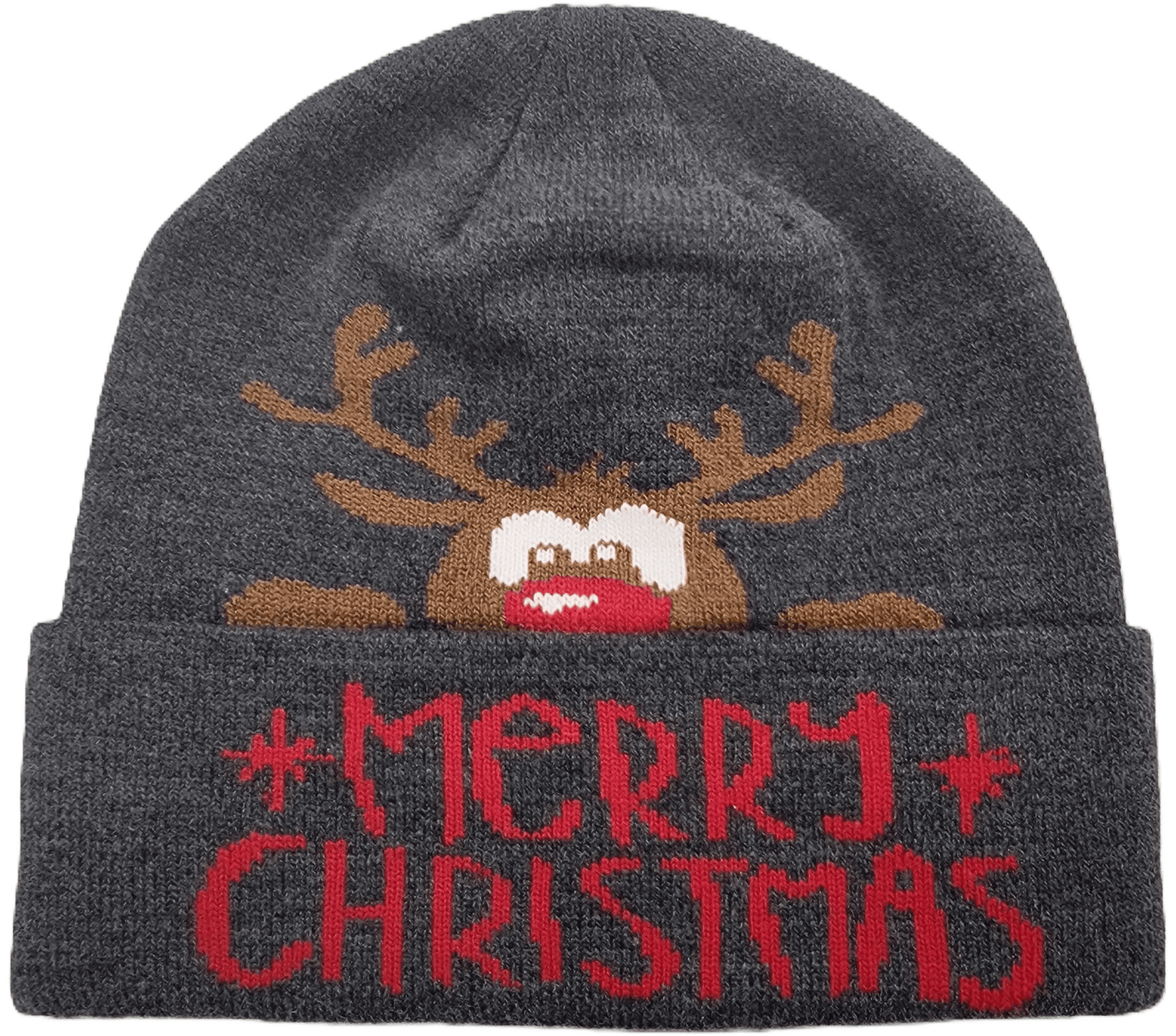 Limited Edition Holiday Hats – Festive Acrylic Beanies featuring a Merry Christmas Reindeer design.