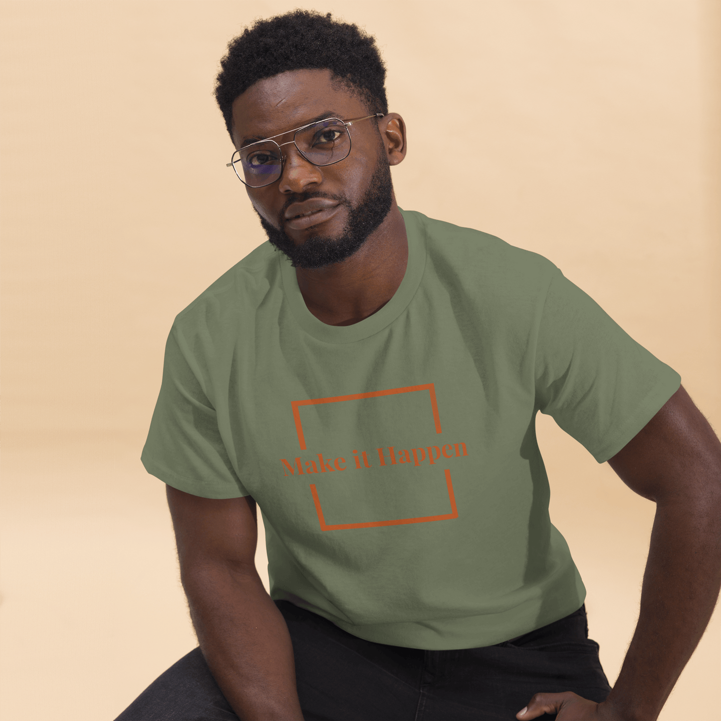 Freestyle Unisex T-Shirt β Upload Photos, Add Text & Emojis Your Way featuring 'Make it Happen' design.