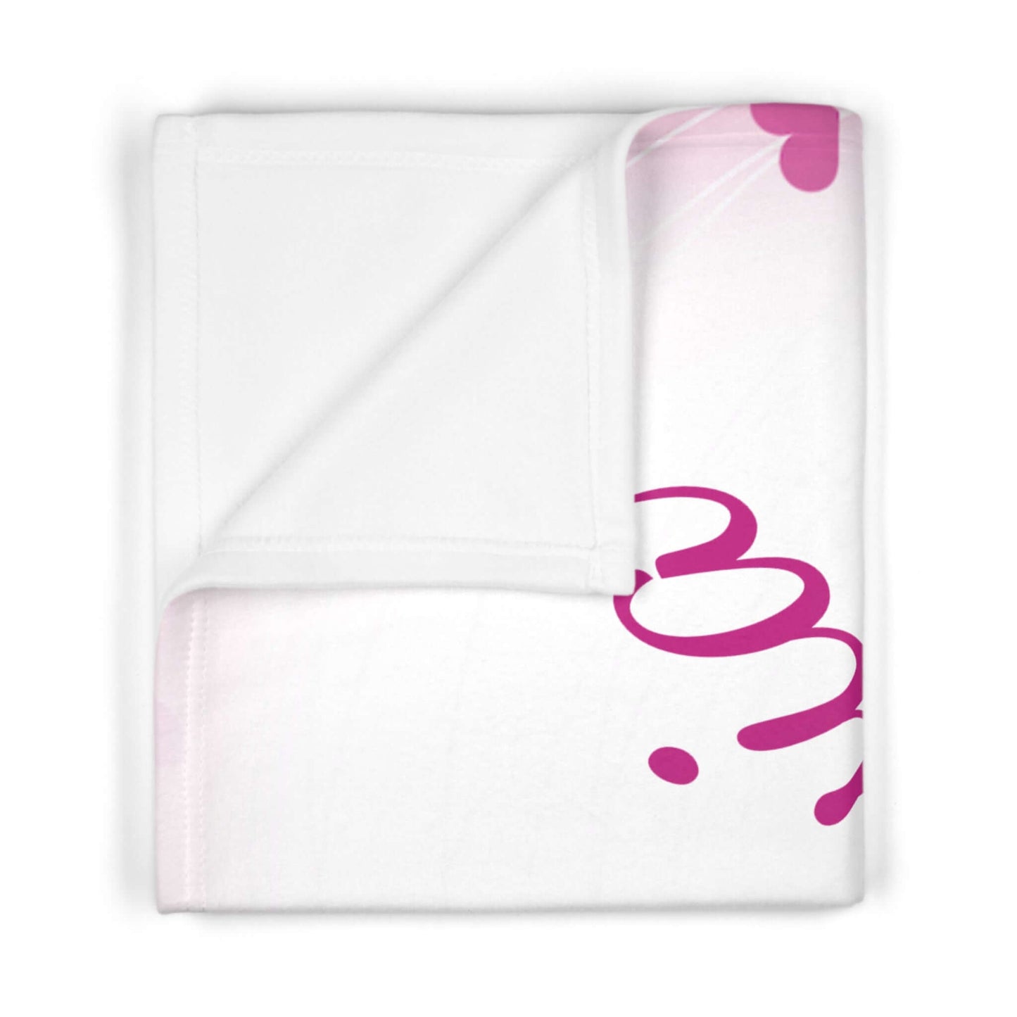 Personalized baby blanket with pink heart-themed design, perfect for warmth and comfort for little ones.