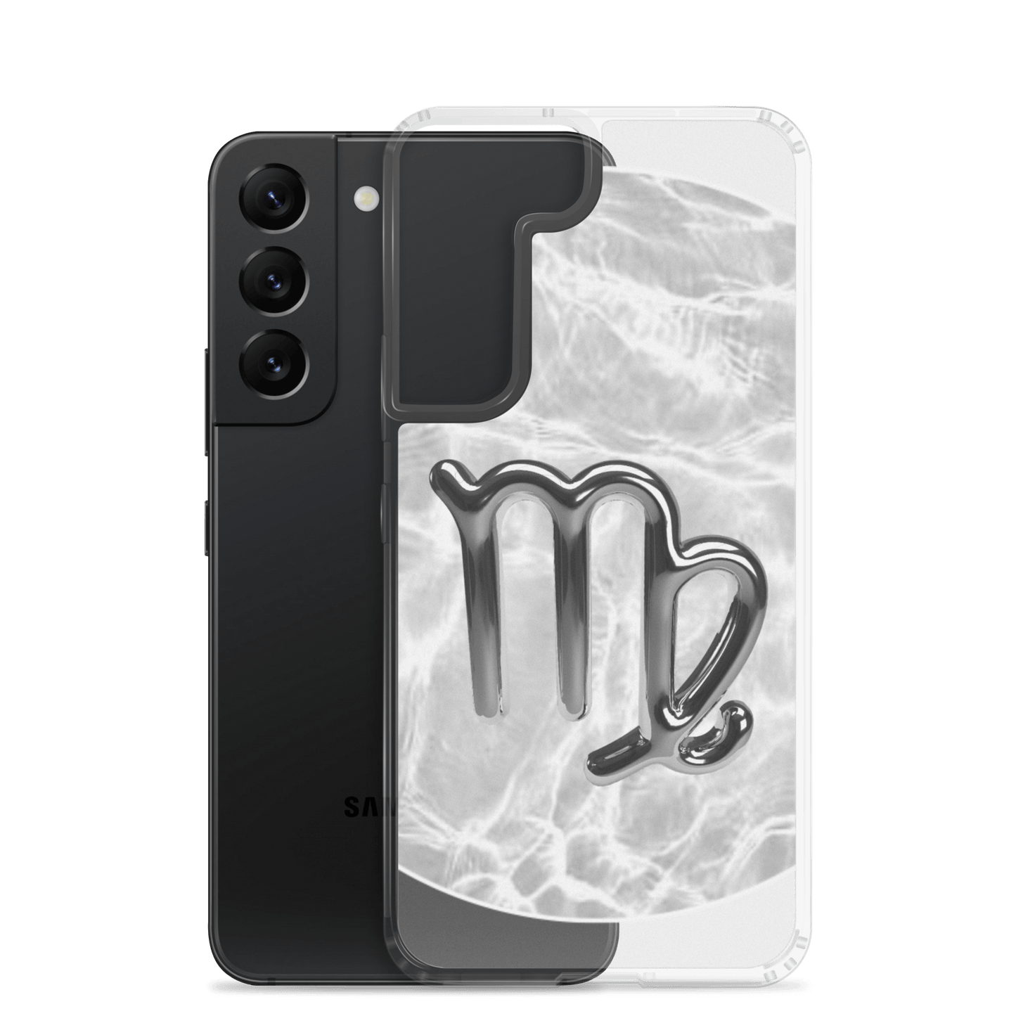 Zodiac Virgo Samsung phone case with Ripple Marble design, showcasing Virgo symbol on a sleek polycarbonate body.