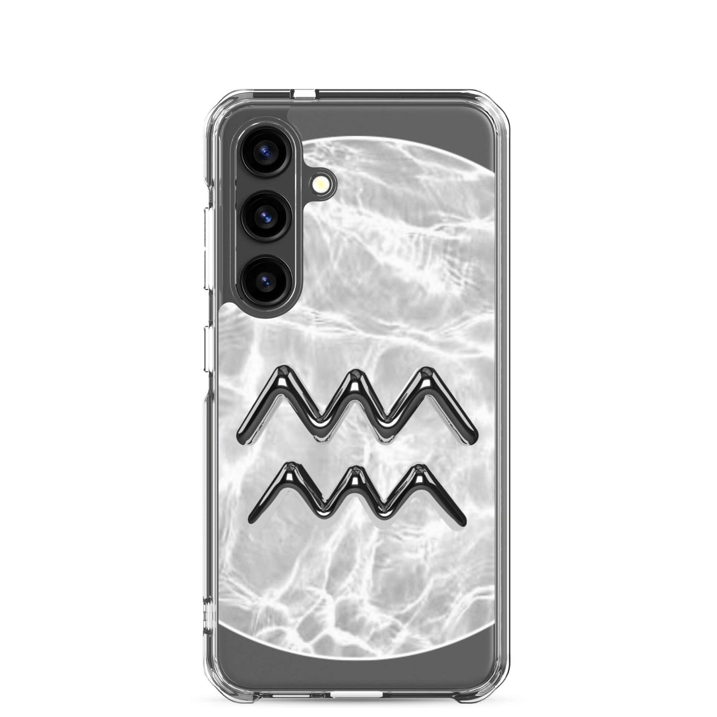 Zodiac Aquarius Samsung Phone Case with Ripple Marble design, showcasing sleek protection and cosmic energy.