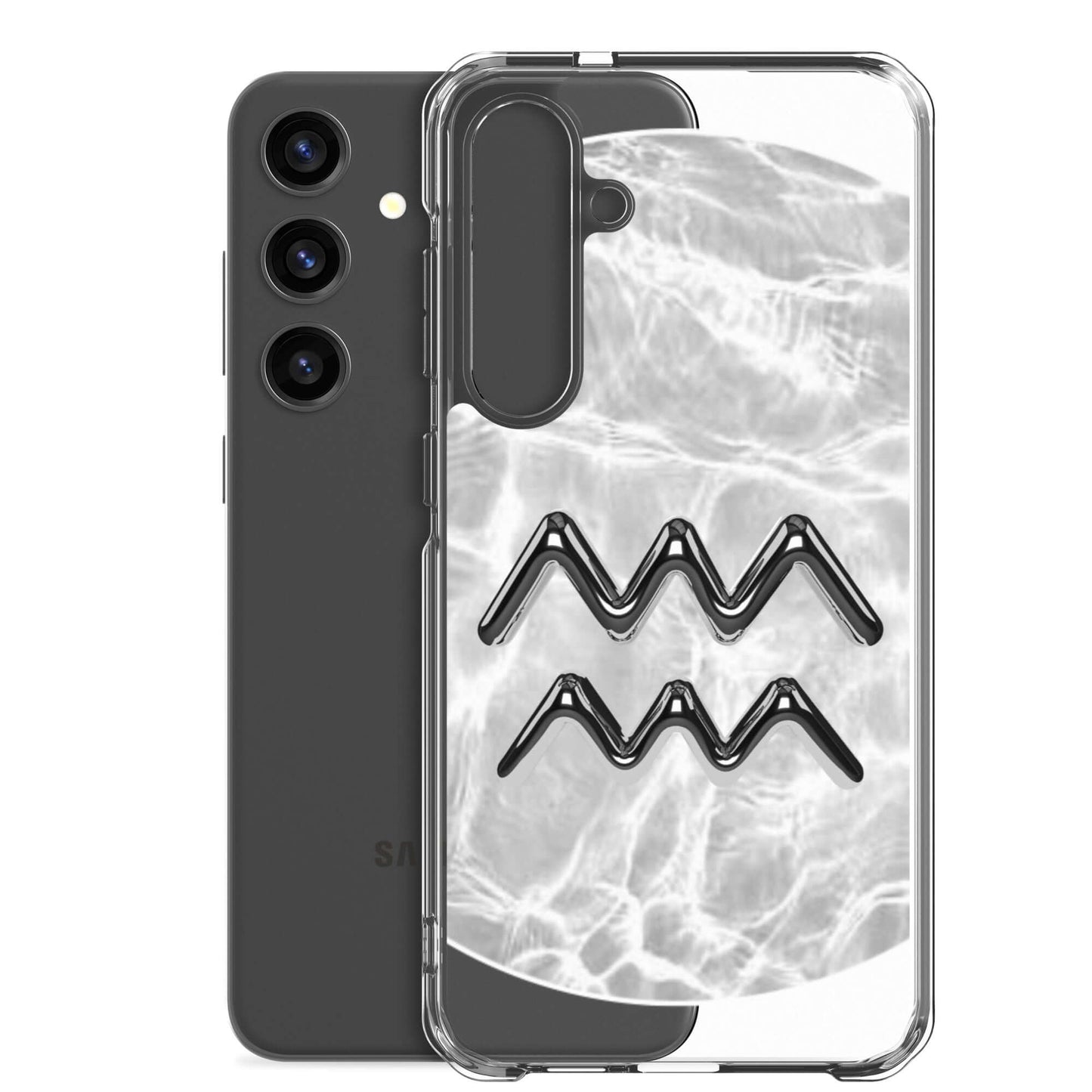 Aquarius Samsung phone case with ripple marble design, showcasing fluid motion and sleek protection.