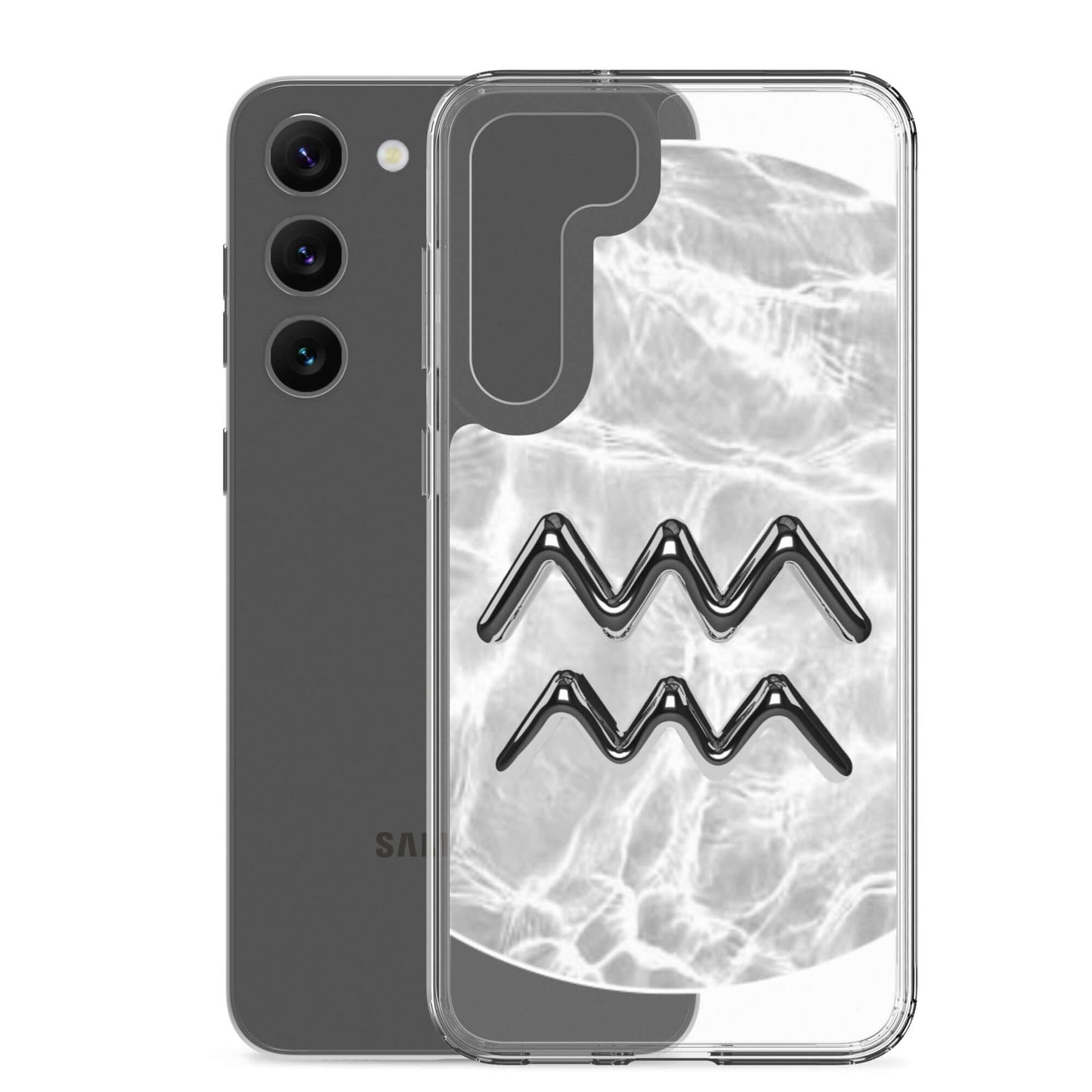 Zodiac Aquarius Samsung Phone Case with Ripple Marble design, featuring sleek protection and shimmering patterns.
