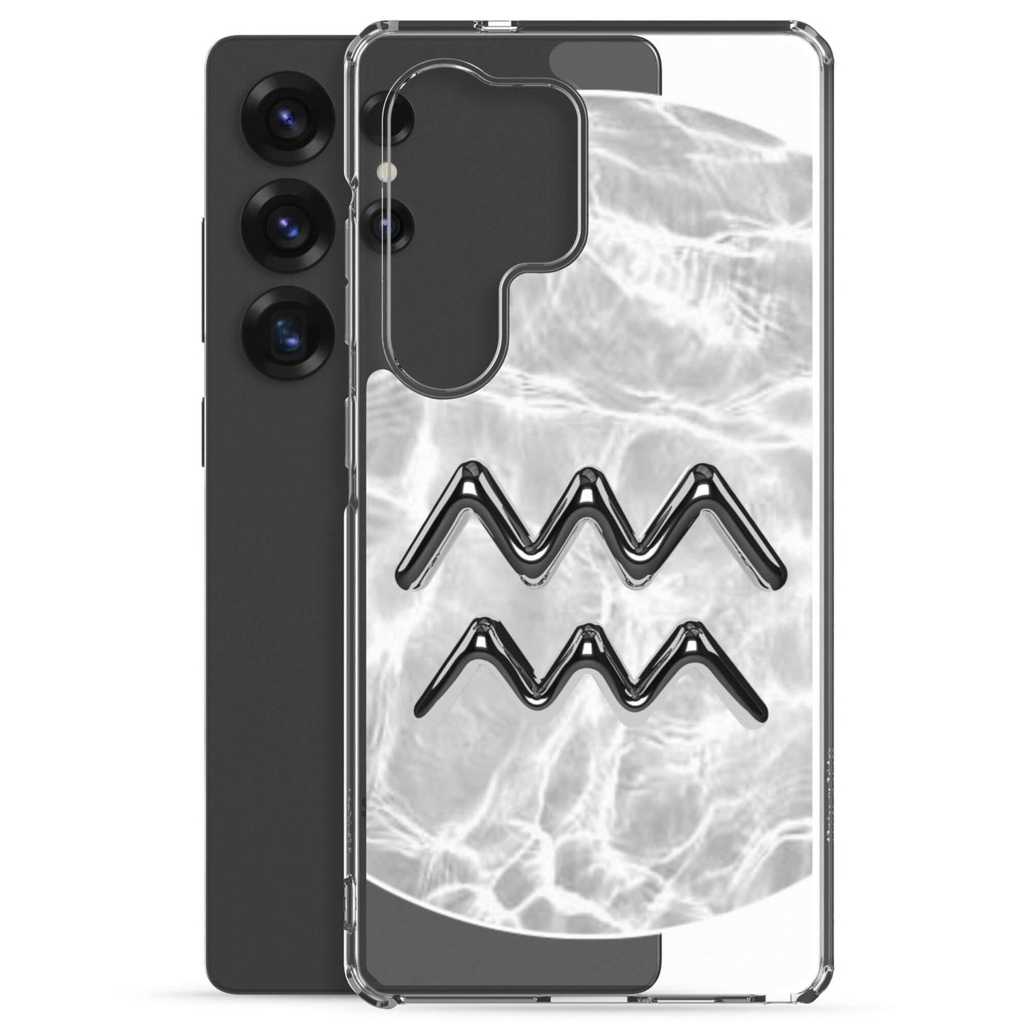 Zodiac Aquarius Samsung Phone Case with Ripple Marble design, showcasing a sleek protective style and unique water element.