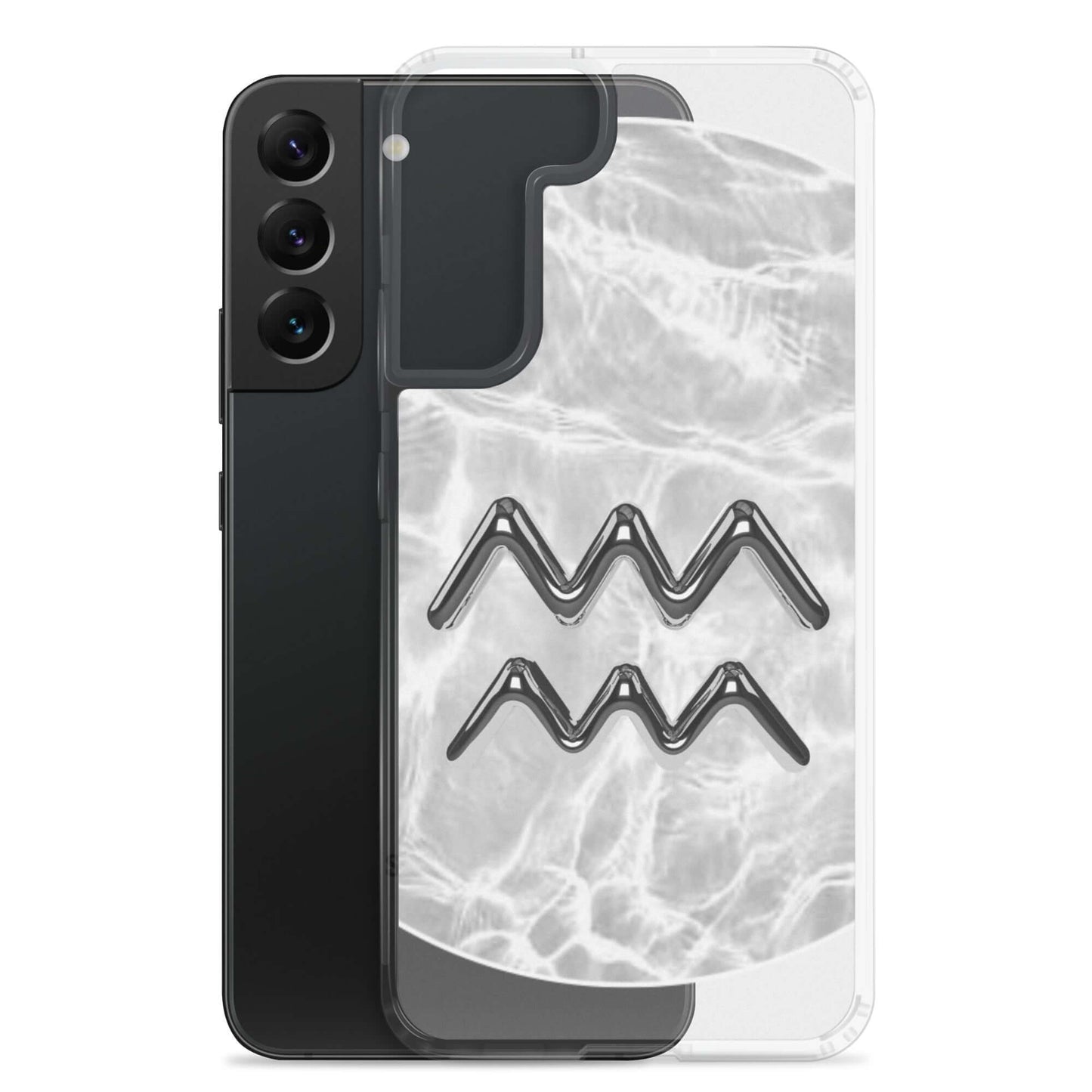 Zodiac Aquarius Samsung Phone Case with Ripple Marble design, offering sleek protection and cosmic style.