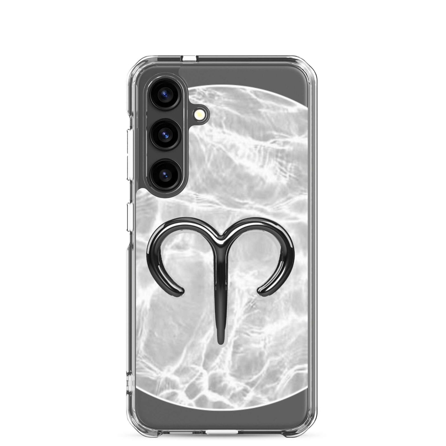Zodiac Aries Samsung phone case with bold ripple finish and Aries symbol, combining style and protection.