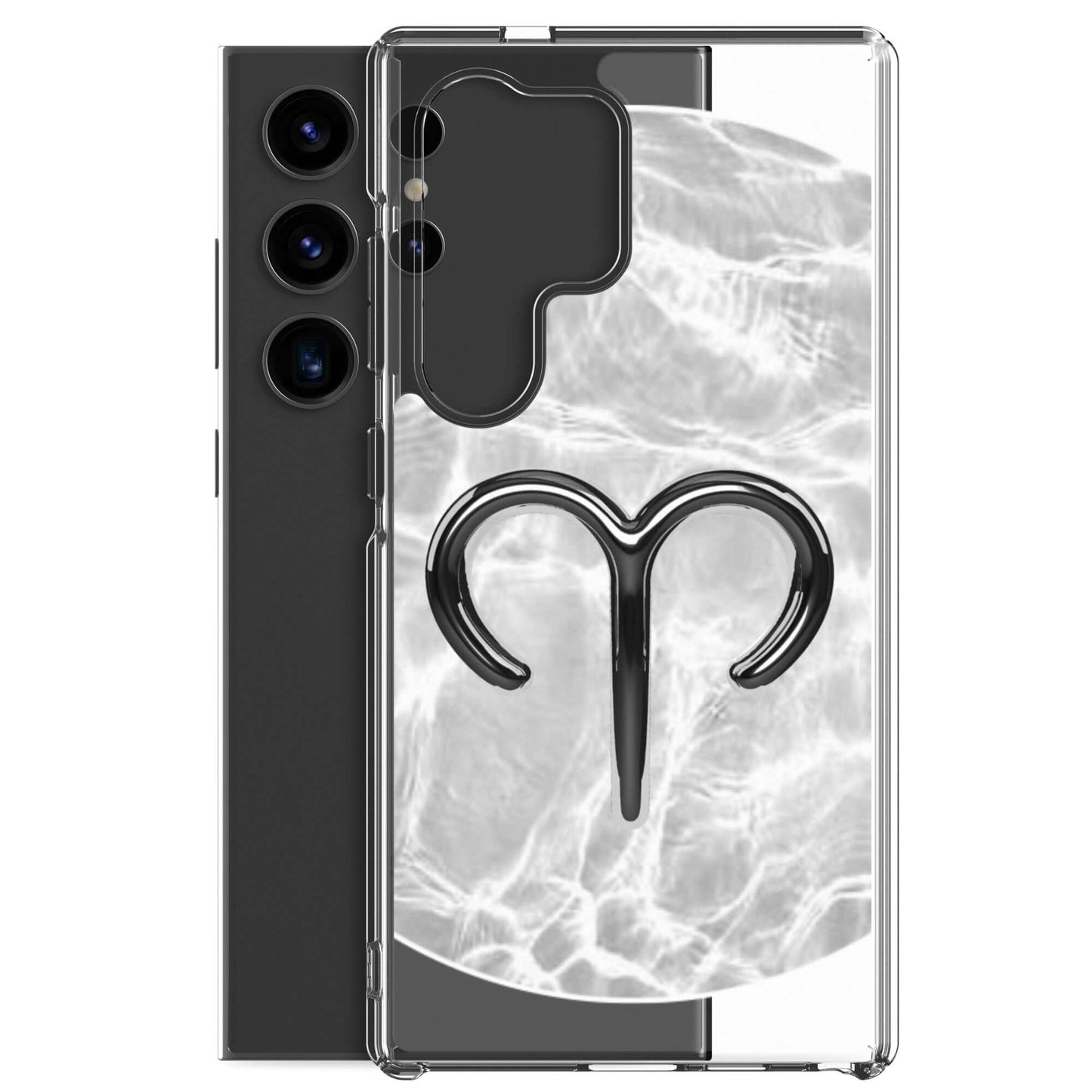 Zodiac Aries Samsung Phone Case with ripple finish and ram symbol, showcasing a bold design for protection and style.