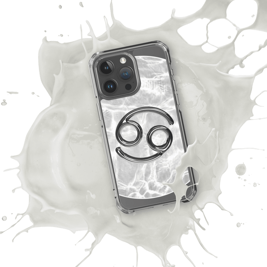 Zodiac Cancer Magsafe clear iPhone case with marble design, showcasing resilience and cosmic style.