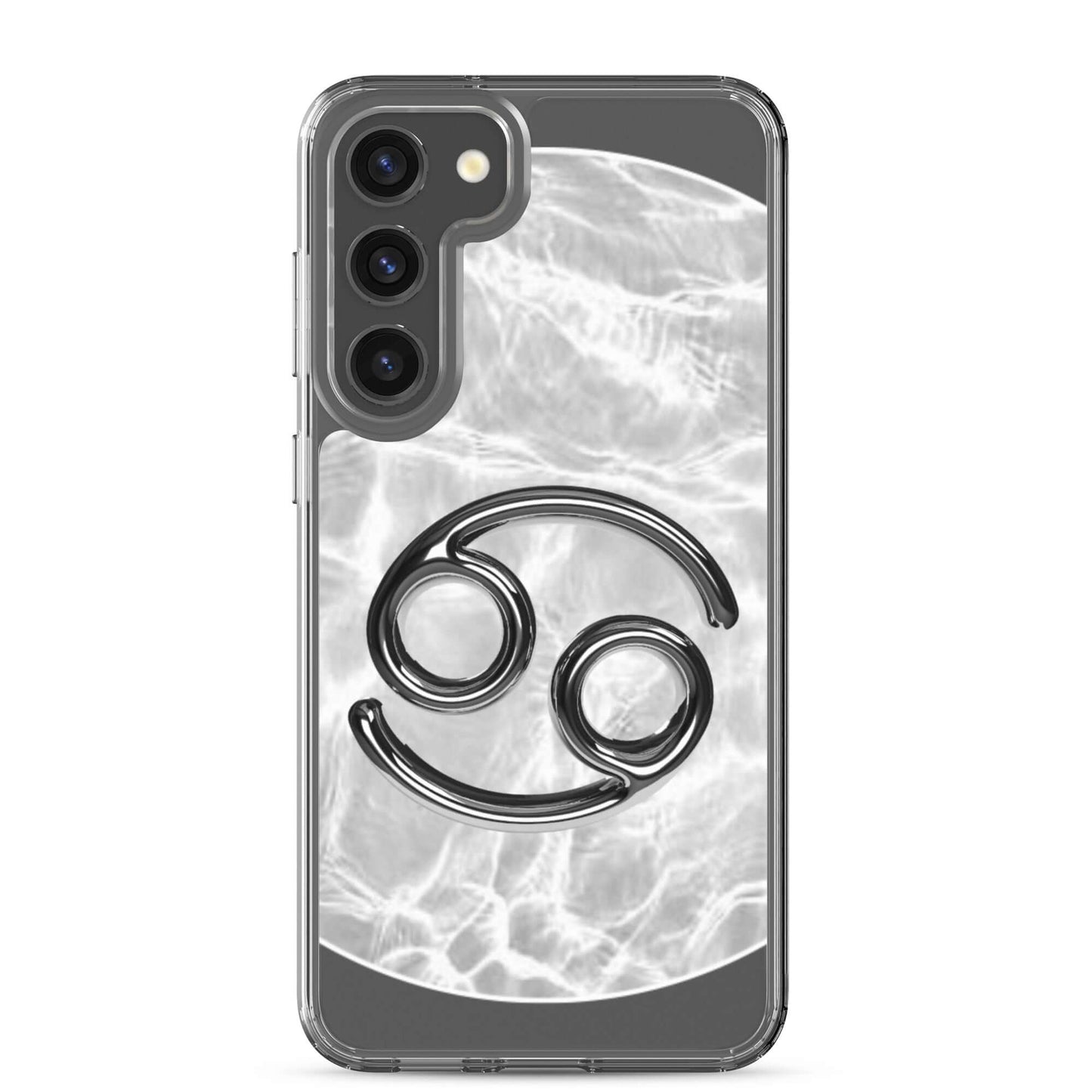 Zodiac Cancer Samsung Phone Case featuring a ripple marble design with a glossy Cancer symbol