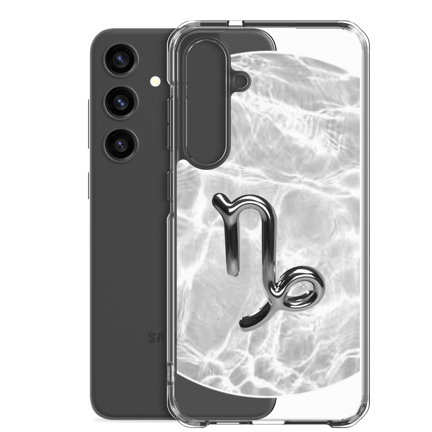 Zodiac Capricorn Samsung Phone Case featuring a Ripple Marble design, reflecting strength and elegance.