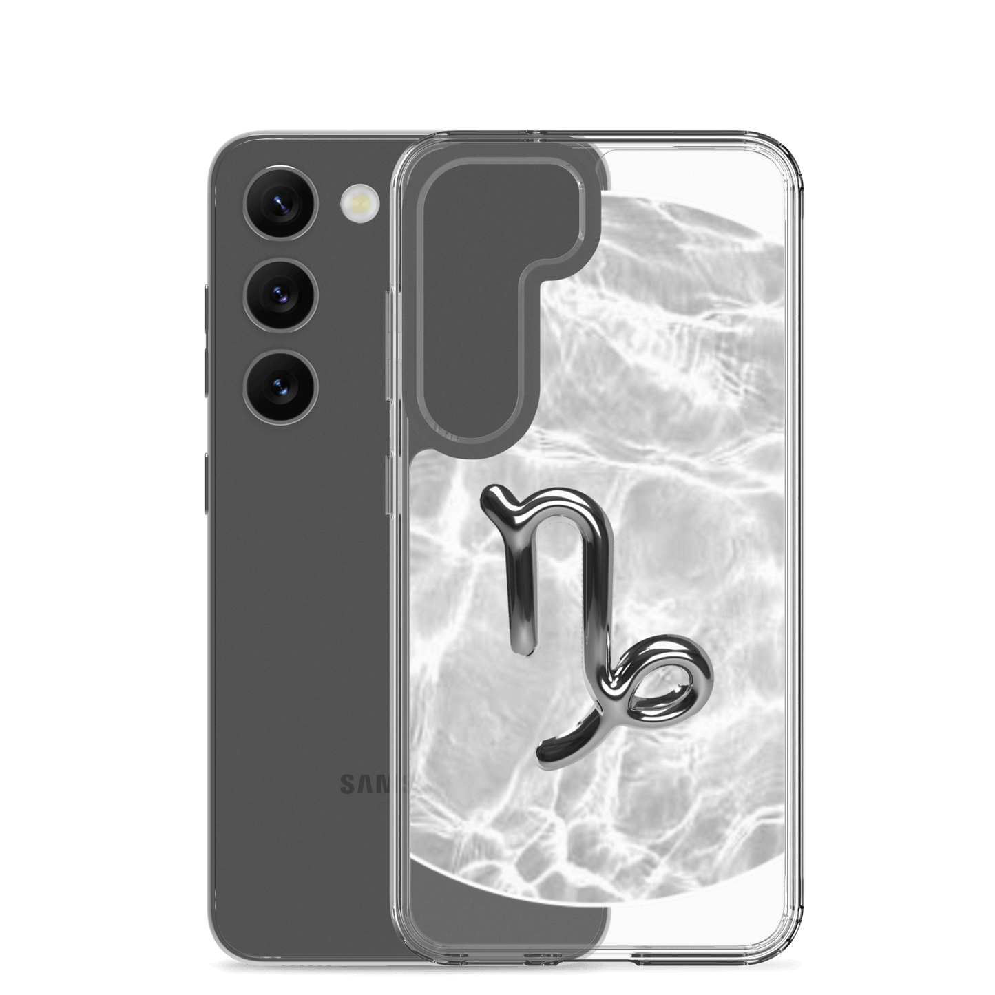 Zodiac Capricorn Samsung phone case with Ripple Marble design showcasing the Capricorn symbol on a sleek background.