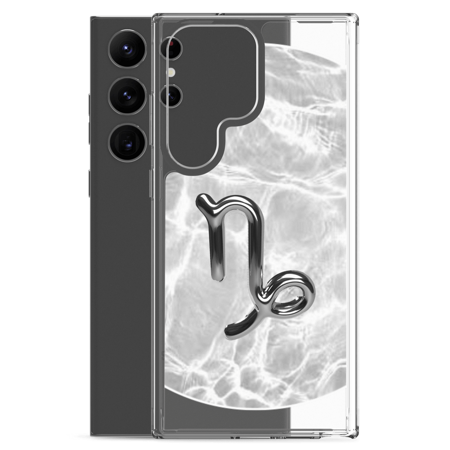 Zodiac Capricorn Samsung Phone Case with Ripple Marble design, showcasing water-inspired patterns and sleek protection.