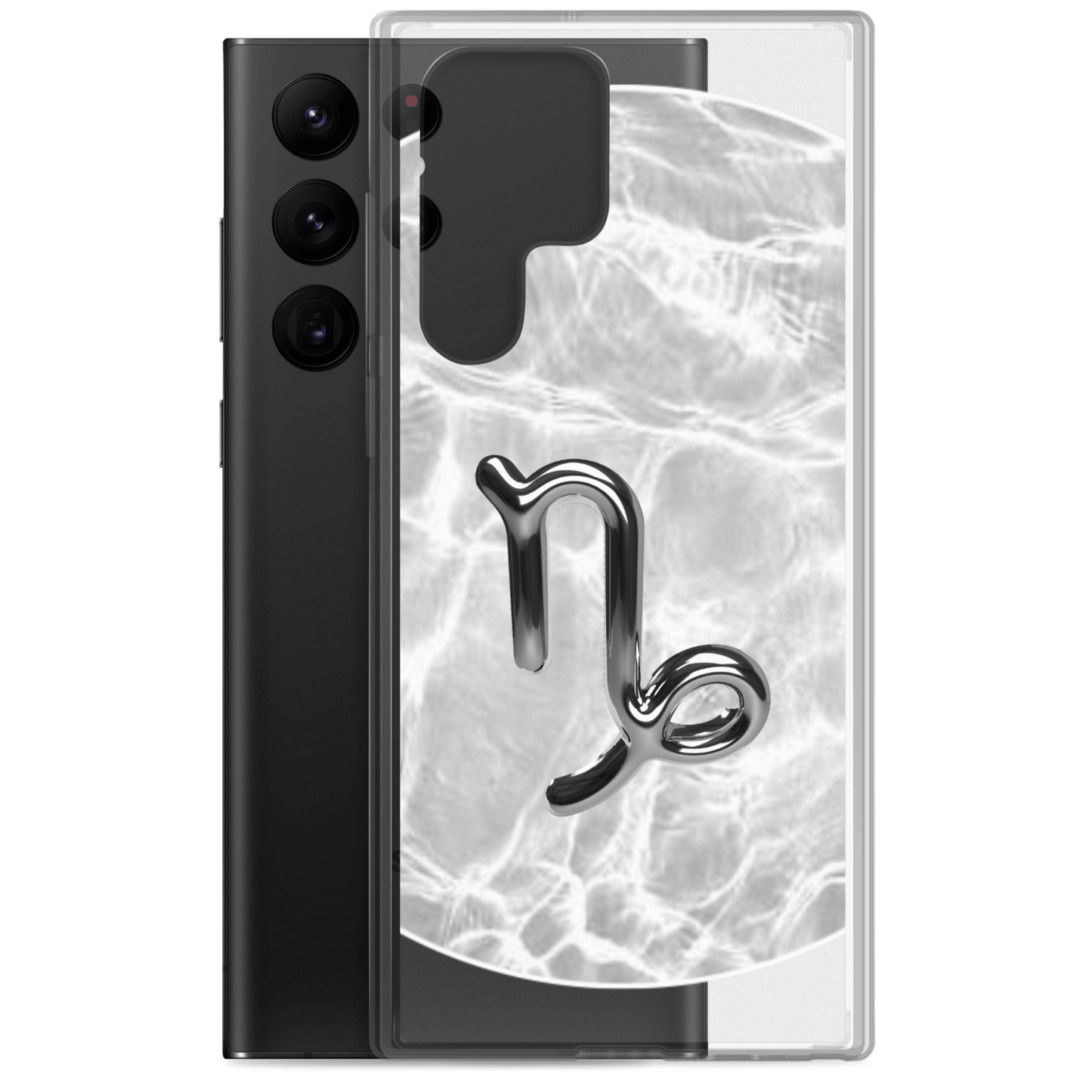 Zodiac Capricorn Samsung Phone Case featuring Ripple Marble design with Capricorn symbol and sleek polycarbonate protection.