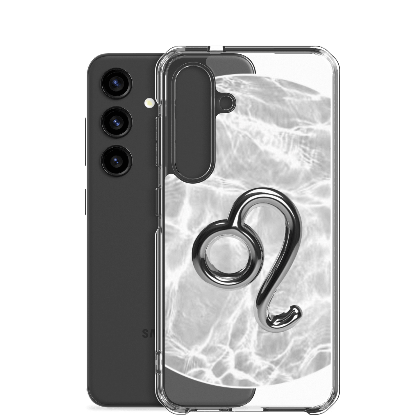 Zodiac Leo Samsung Phone Case with Ripple Marble design, showcasing clarity and protection for your phone.