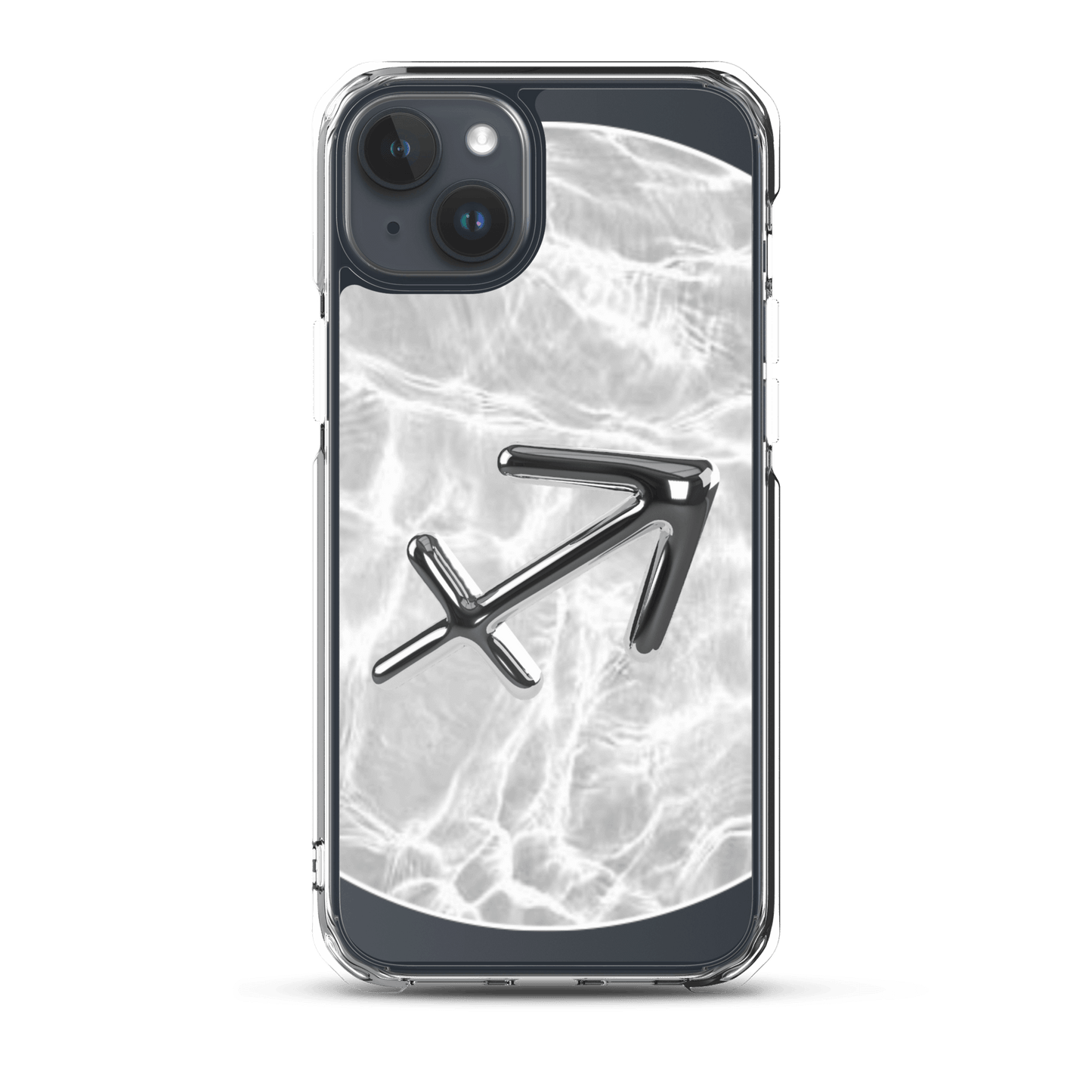 Zodiac Sagittarius MagSafe clear iPhone case with marble metallic design for cosmic style and protection.