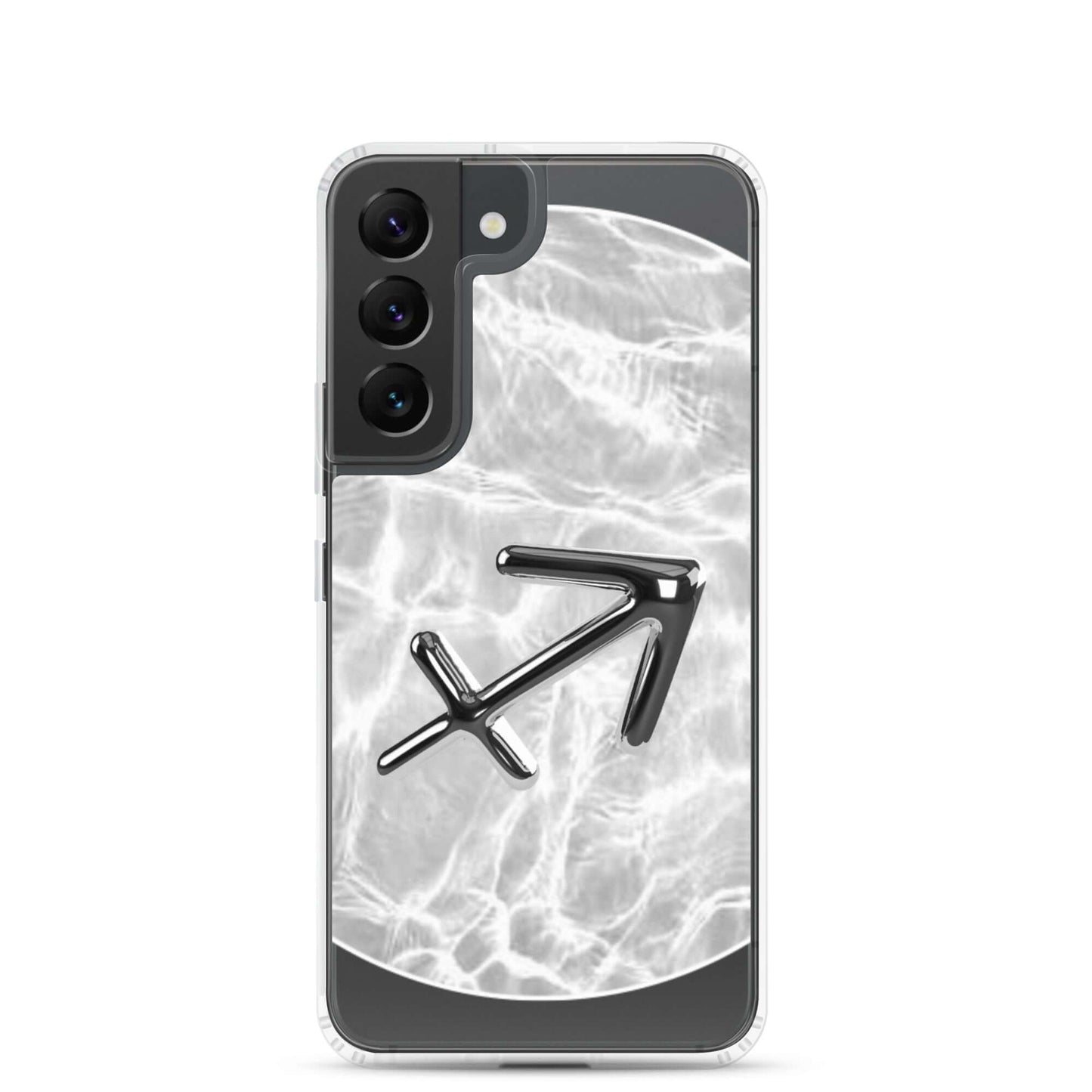 Zodiac Sagittarius Samsung Phone Case featuring a sleek ripple marble design and archer symbol for cosmic protection.