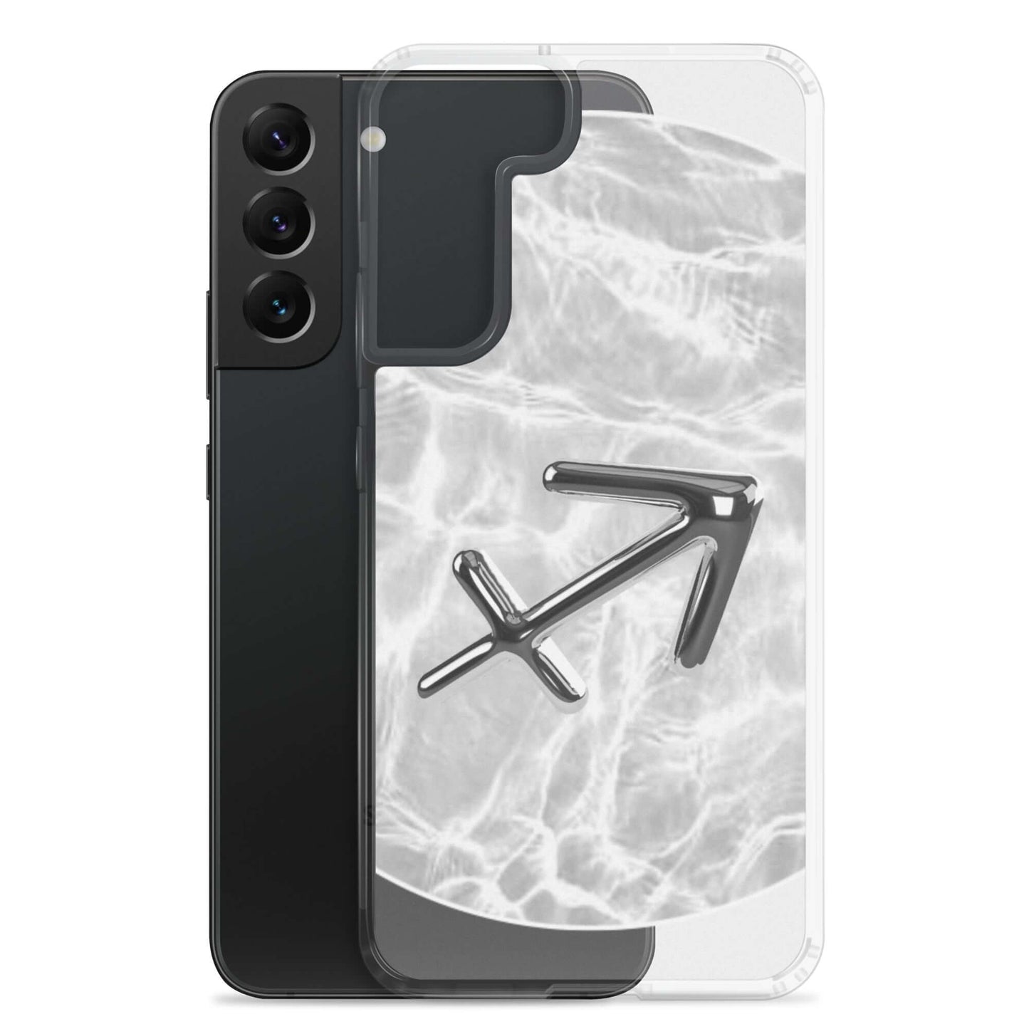 Zodiac Sagittarius Samsung Phone Case with Ripple Marble design, showcasing a cosmic archer symbol on a sleek background.
