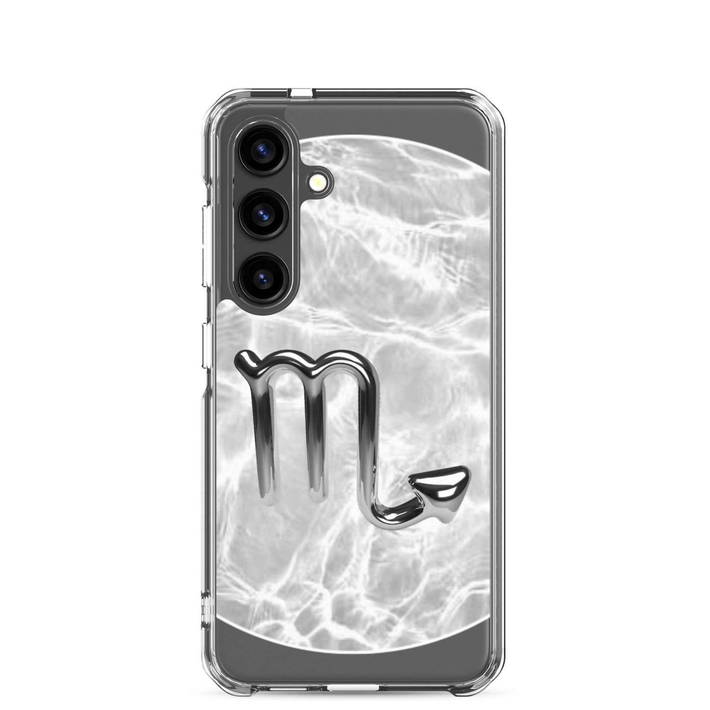 Zodiac Scorpio Samsung phone case with Ripple Marble design, showcasing stylish protection and Scorpio symbol.